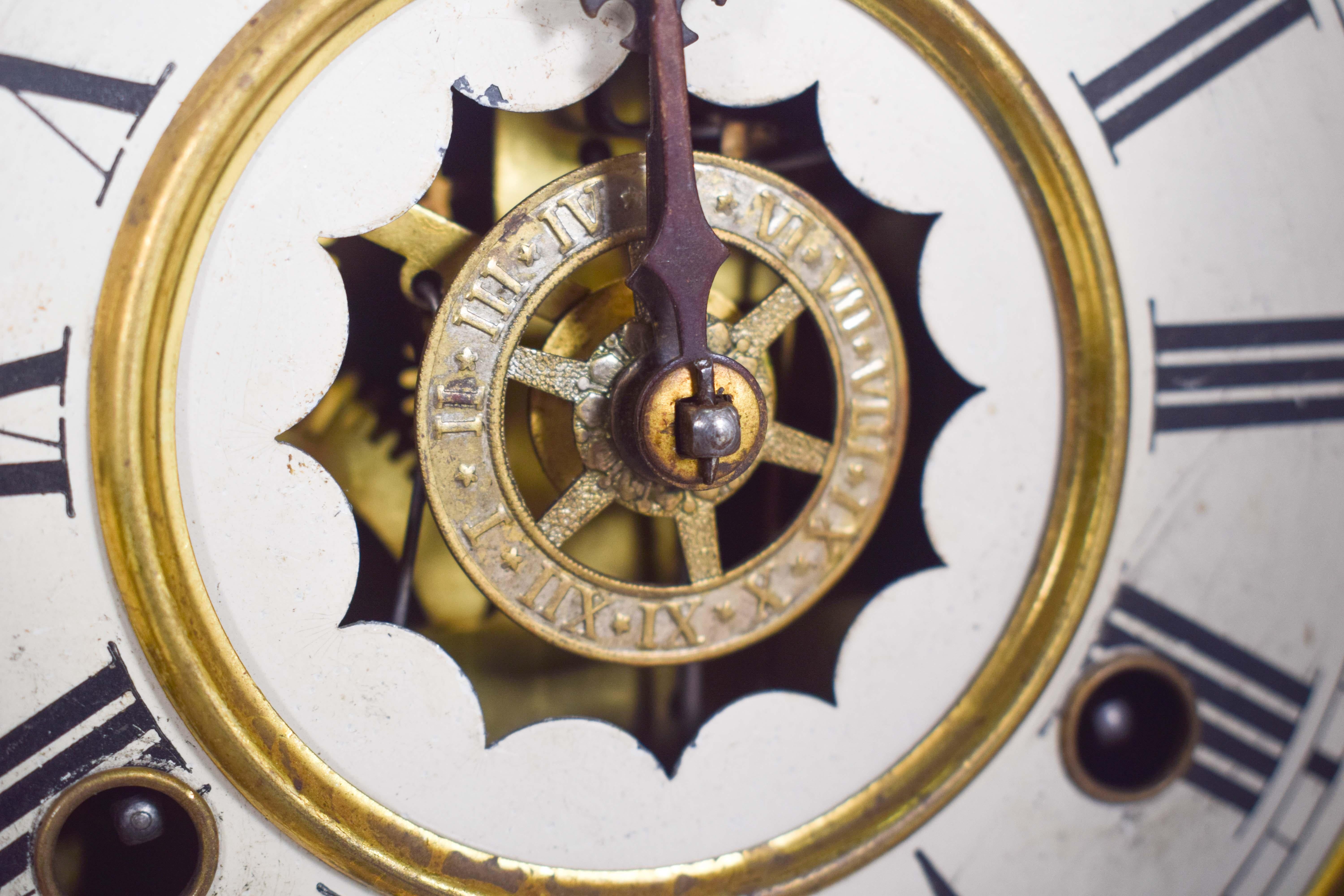 Wood Chapel Clock, Made in the USA by Waterbury Clock CO For Sale 1