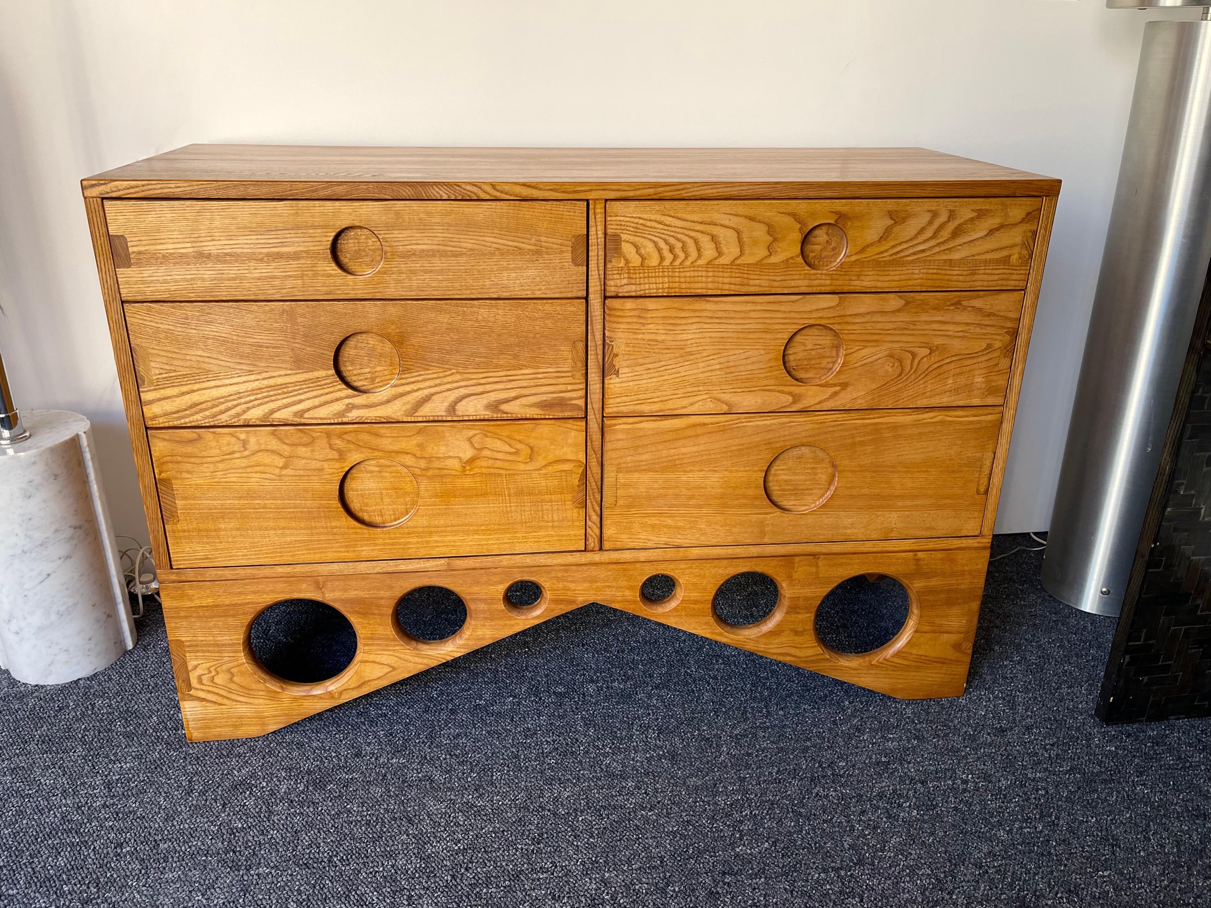 Wood Chest of Drawers Circle Decor, Italy For Sale 1