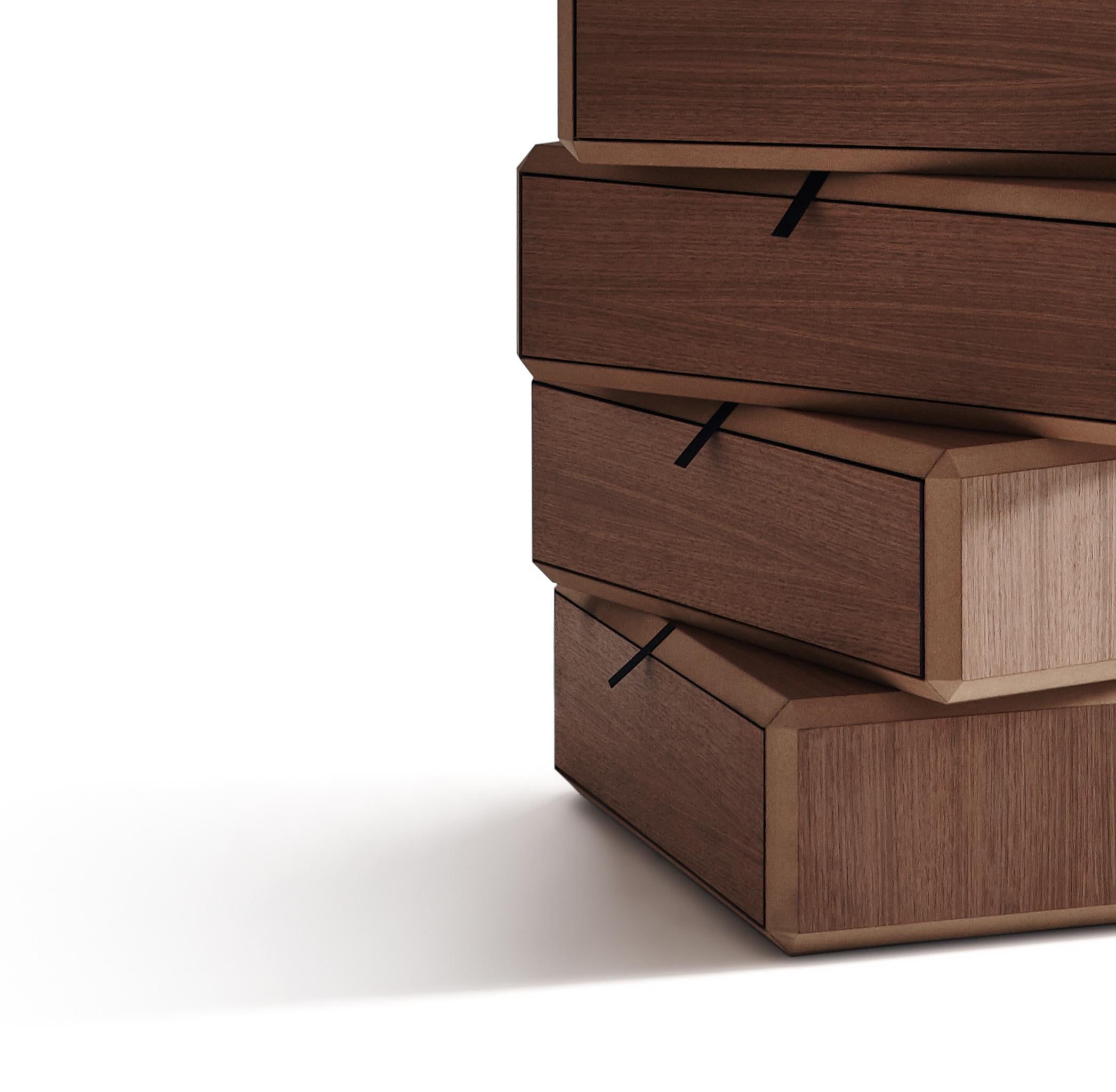 Walnut Wood Chest of Drawers, Teorema, Design Ron Gilad, Made in Italy In New Condition For Sale In New York, NY