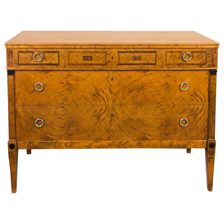 Wood Chest or Commode with Intarsia Veneer by Eduard Rasch for David Blomberg For Sale