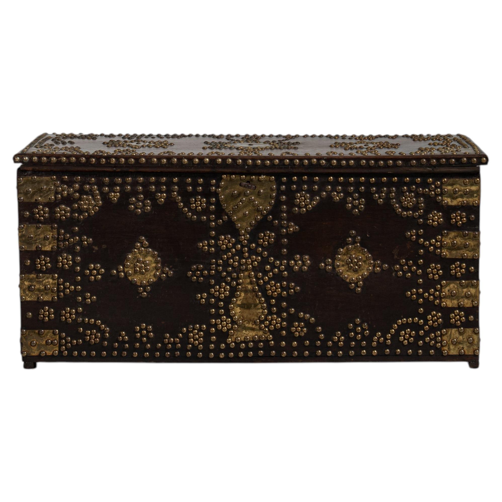 Wood Chest with Brass Accents