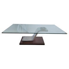 Wood, Chrome and Glass Coffee Table