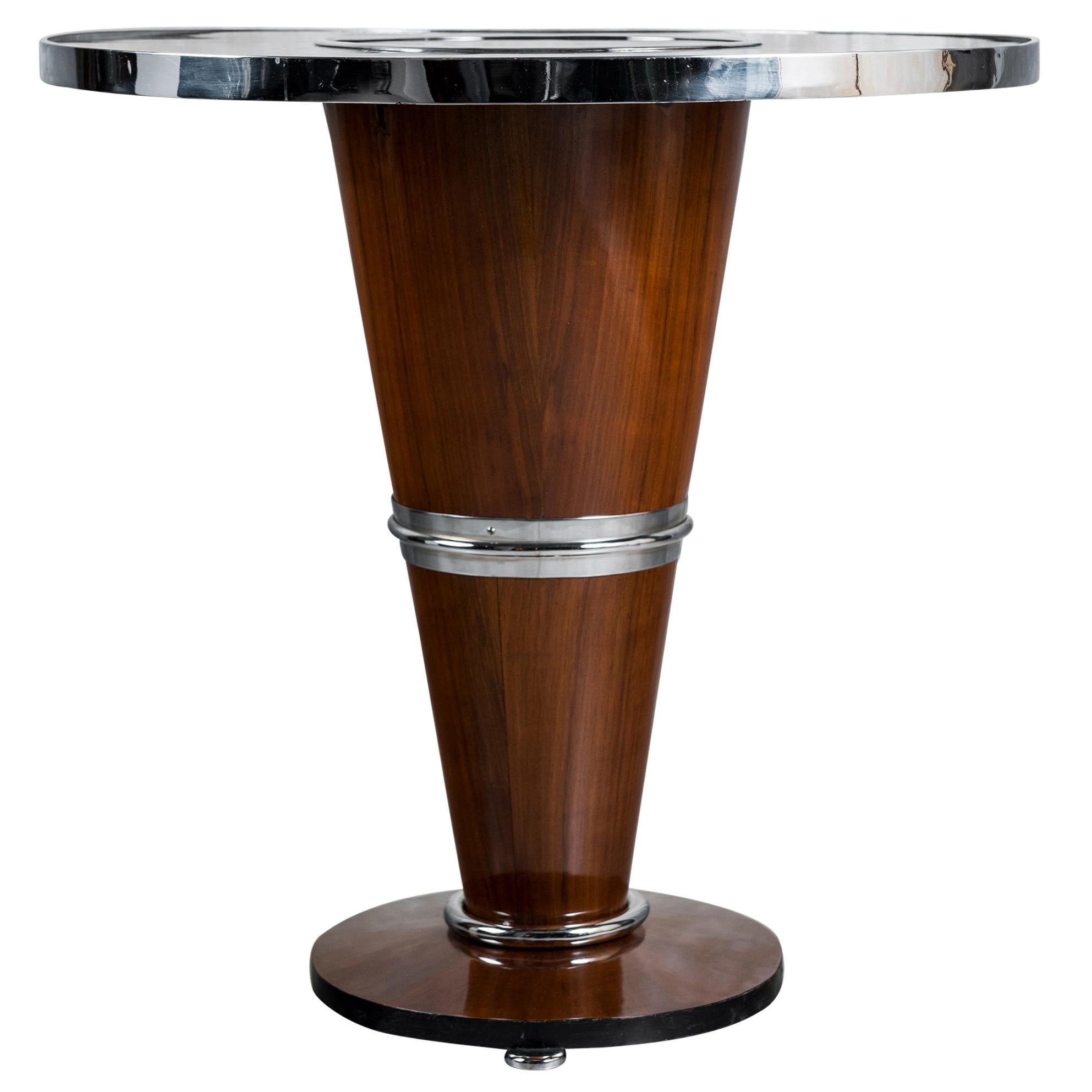 Wood, Chrome and Glass Table, Art Deco Period, France, circa 1930-1940