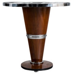 Wood, Chrome and Glass Table, Art Deco Period, France, circa 1930-1940