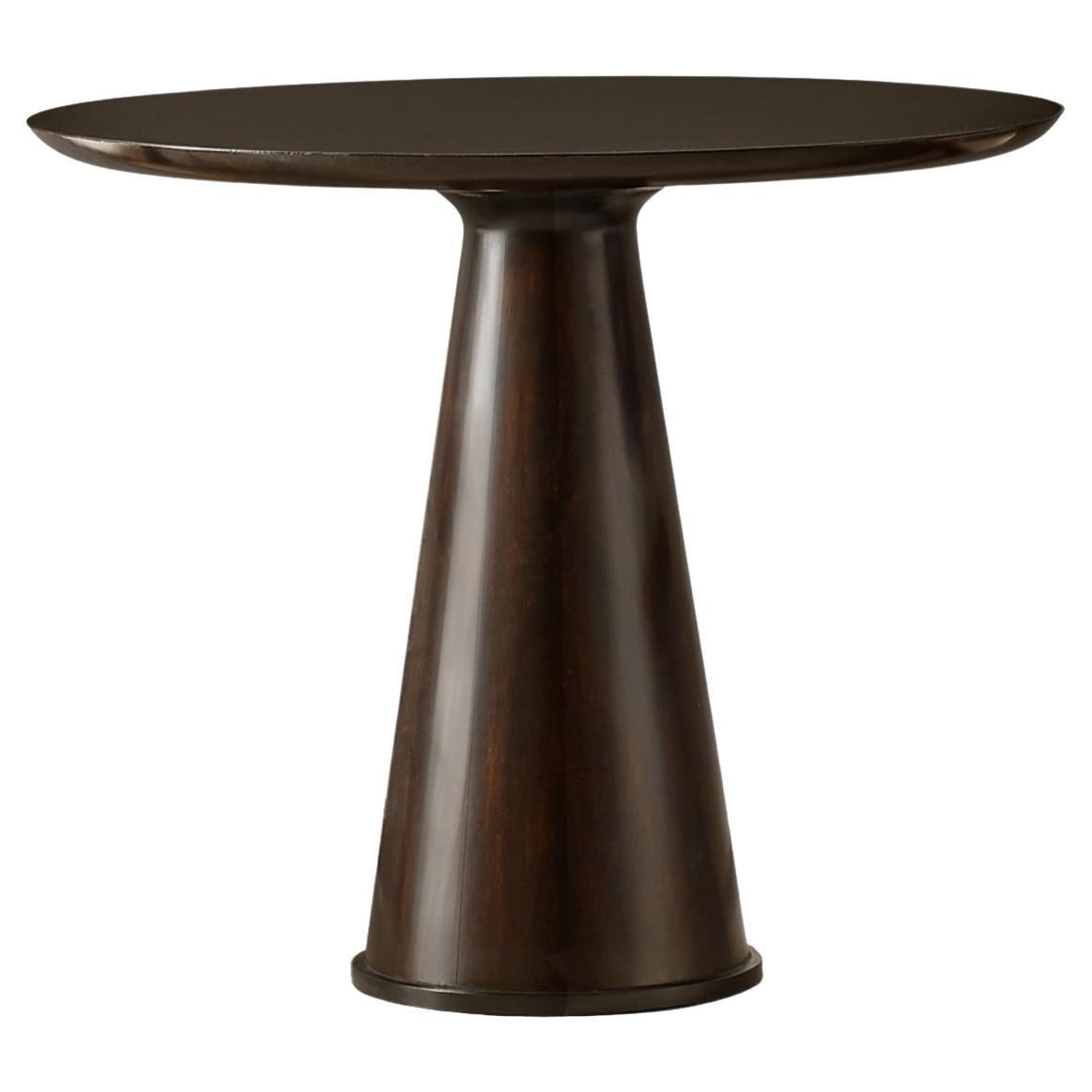 Wood Circular Occasional Dives Table with a Conic Base, '44' For Sale