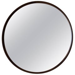 Wood Circular Plane Wall Mirror in Walnut by Fort Standard