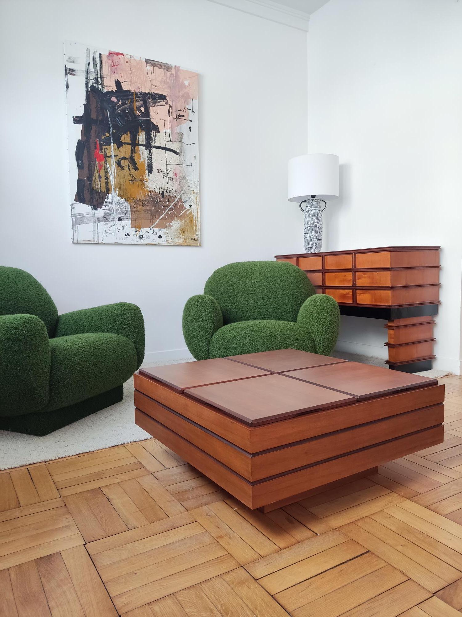 Wood coffee table - Carlo Hauner - Italy 60s 12