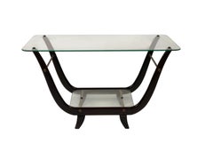 Wood Coffee Table in the Style of Gio Ponti Glass and Mahogany, 1950s, Italy