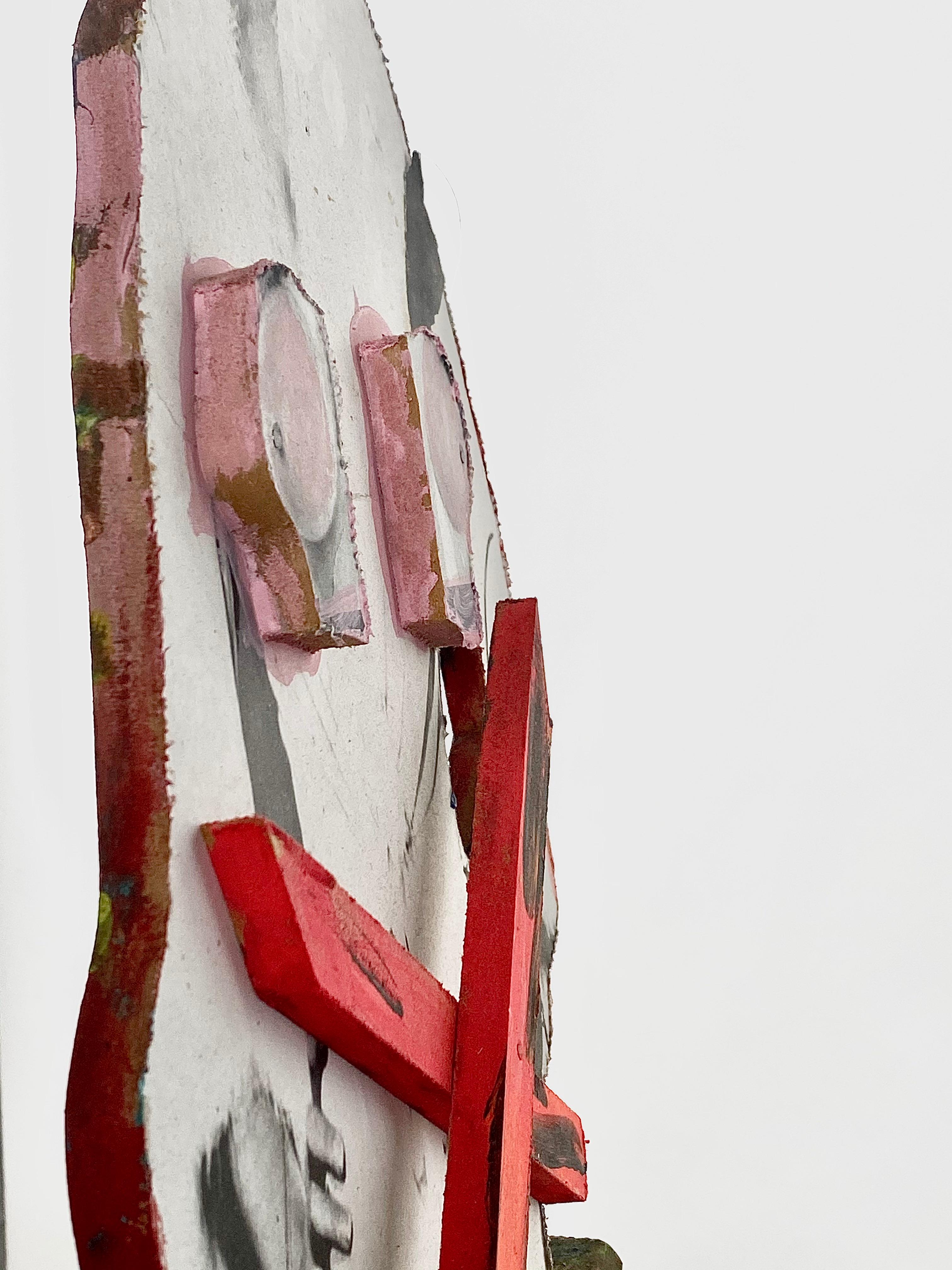 Mehrfarbige Holzcollage-Skulptur, 21. Jahrhundert, von Mattia Biagi (Metall) im Angebot