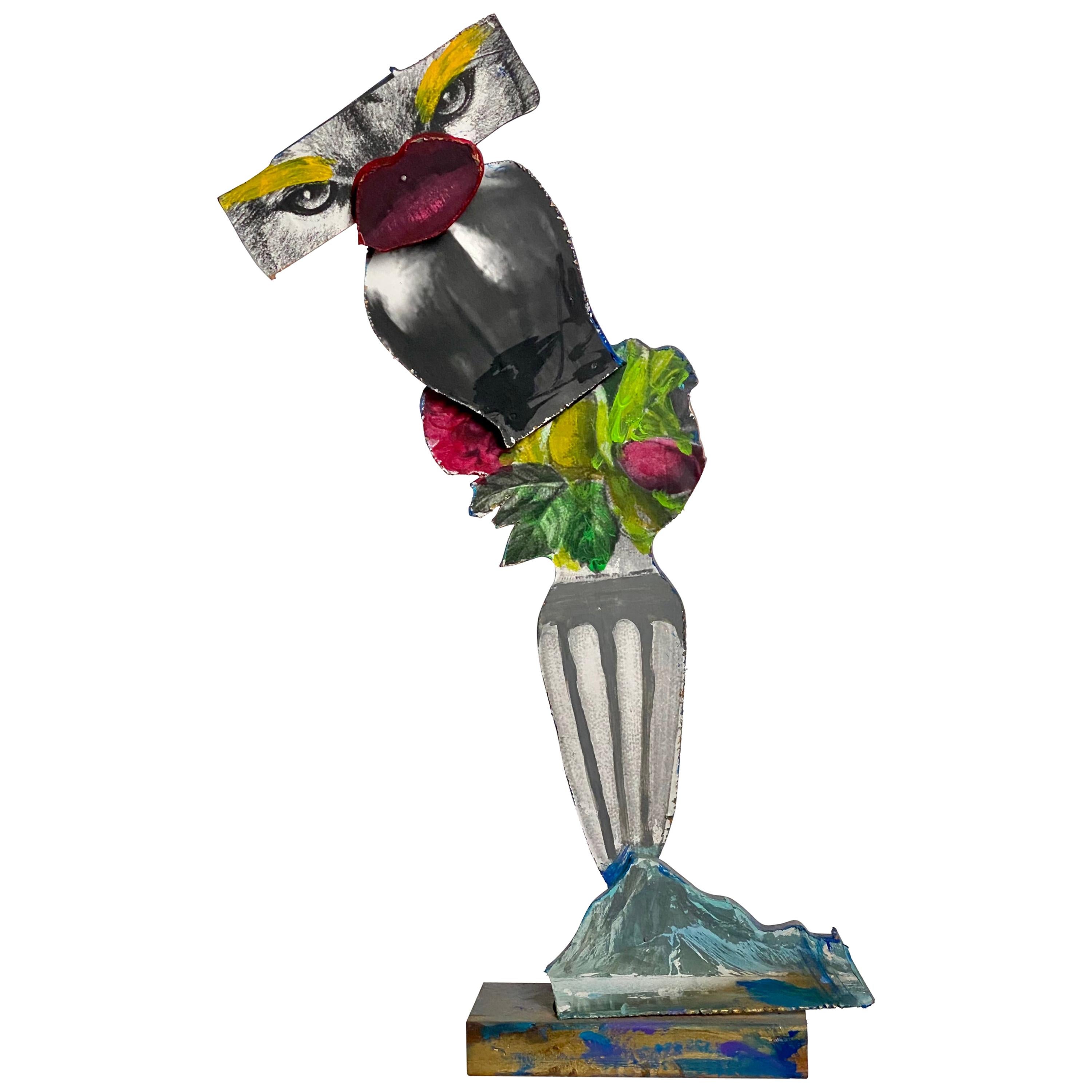 Scultura multicolore in collage di Wood, 21° secolo di Mattia Biagi