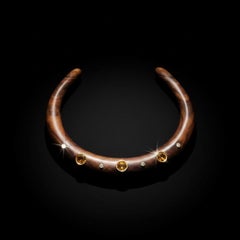 Collier à collerette en bois, avec citrines, diamants et or 14 carats, par Jen Proudman Jewelry