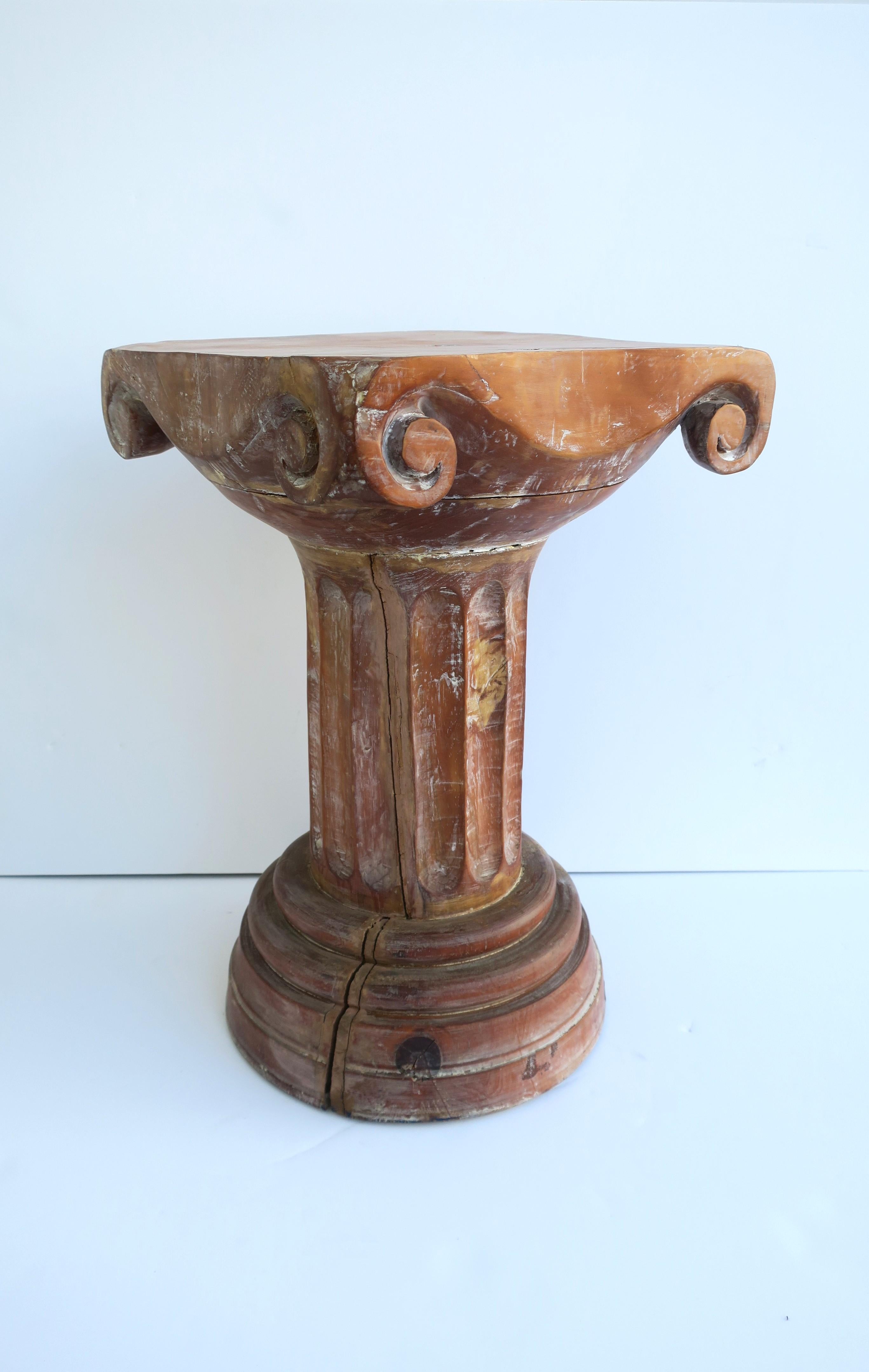 Wood Column Pedestal Table Neoclassical for Sculpture or Cocktail For Sale 2