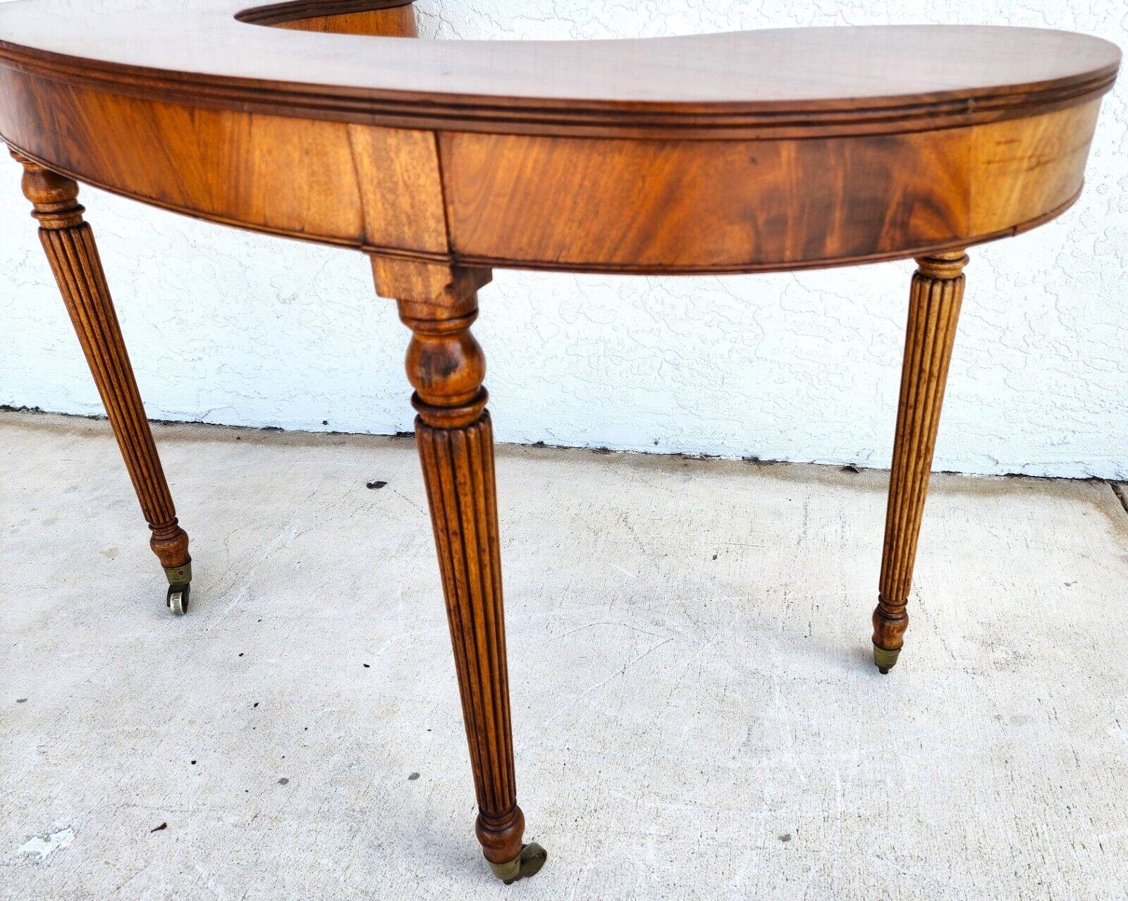 20th Century Wood Console Table Desk Midcentury Kidney Horseshoe Shape For Sale