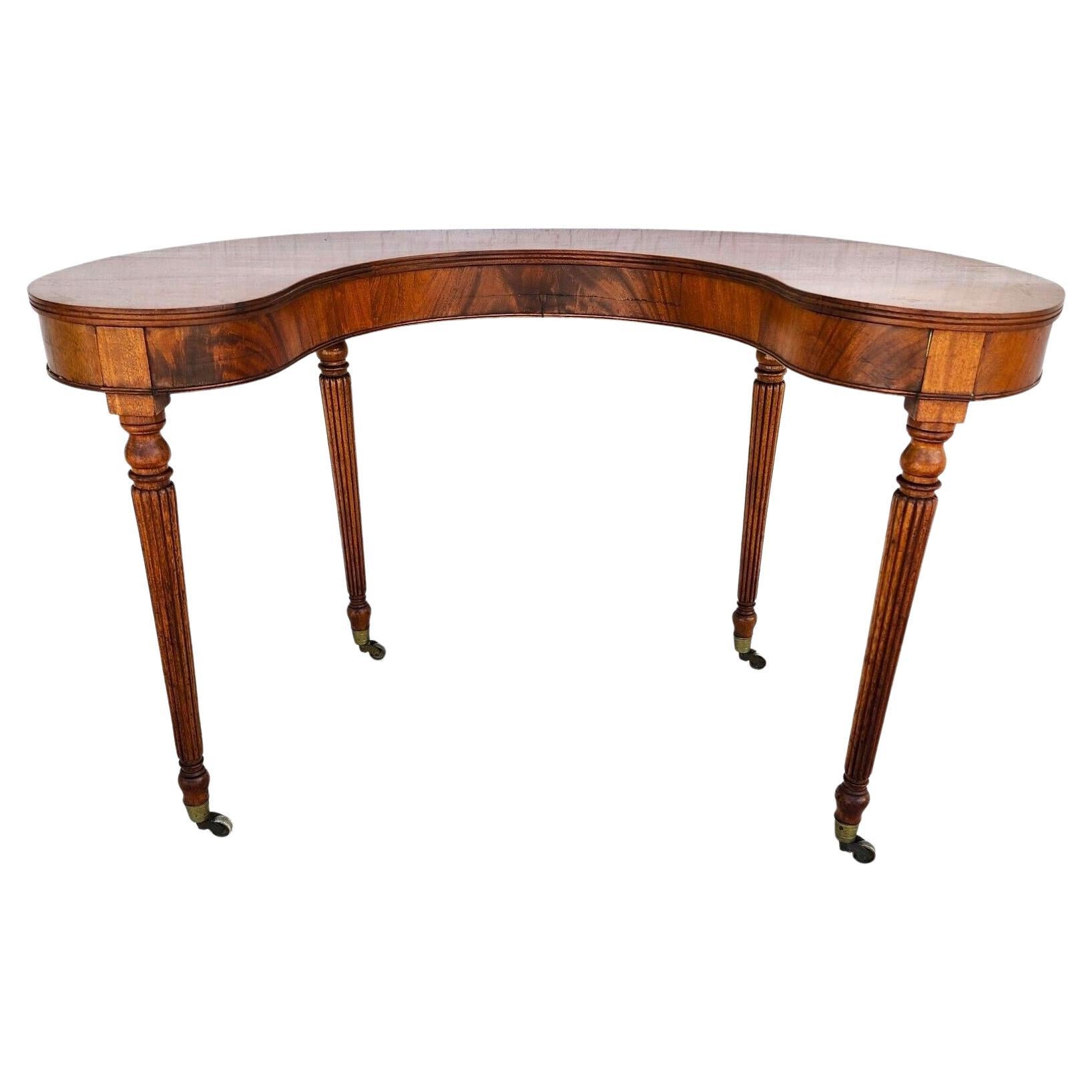 Wood Console Table Desk Midcentury Kidney Horseshoe Shape For Sale