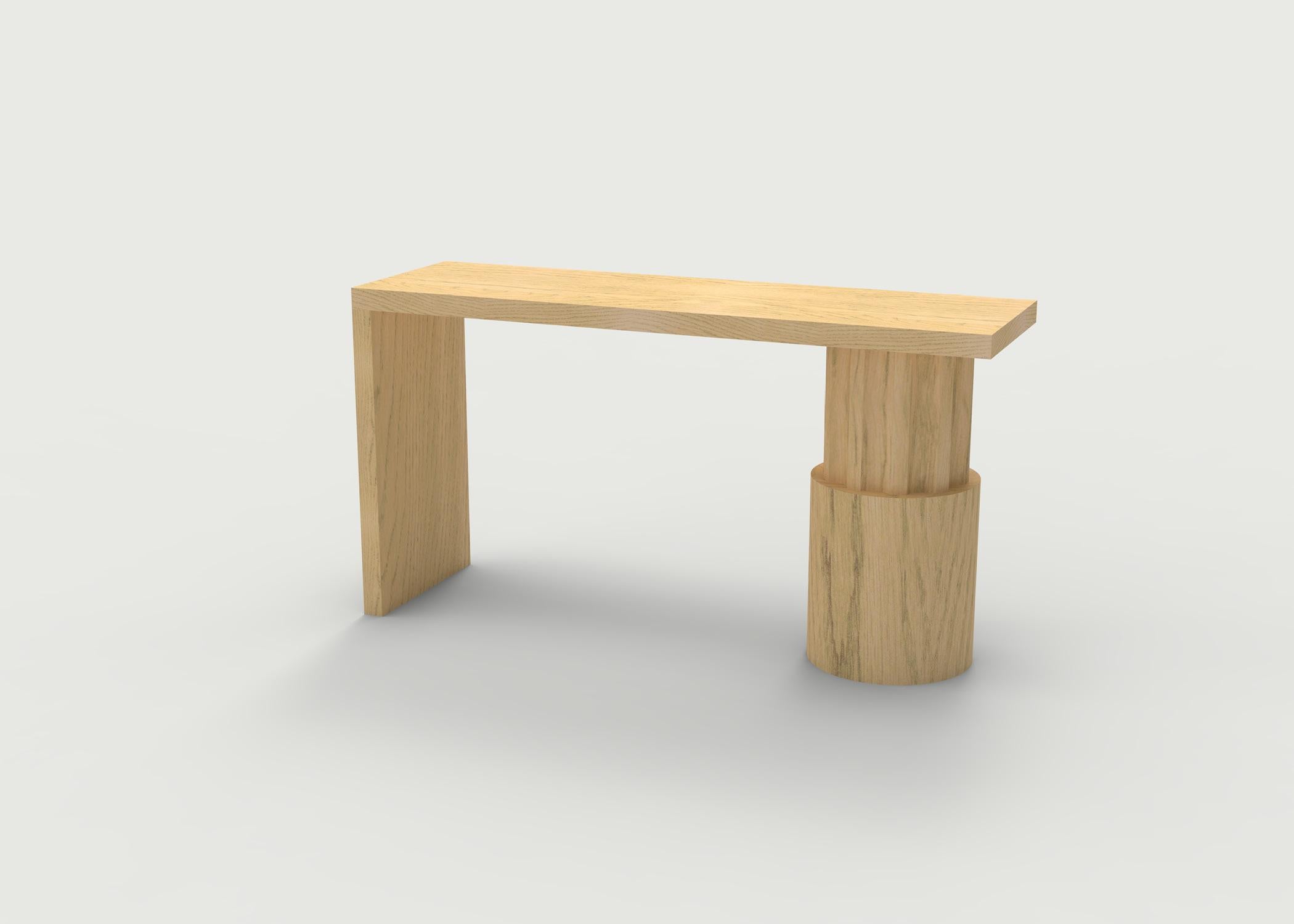 Console en bois avec plateau massif et base cylindrique façonnée en vente 2