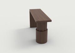 Wood Console with Solid Top and Shaped Cylindrical Base