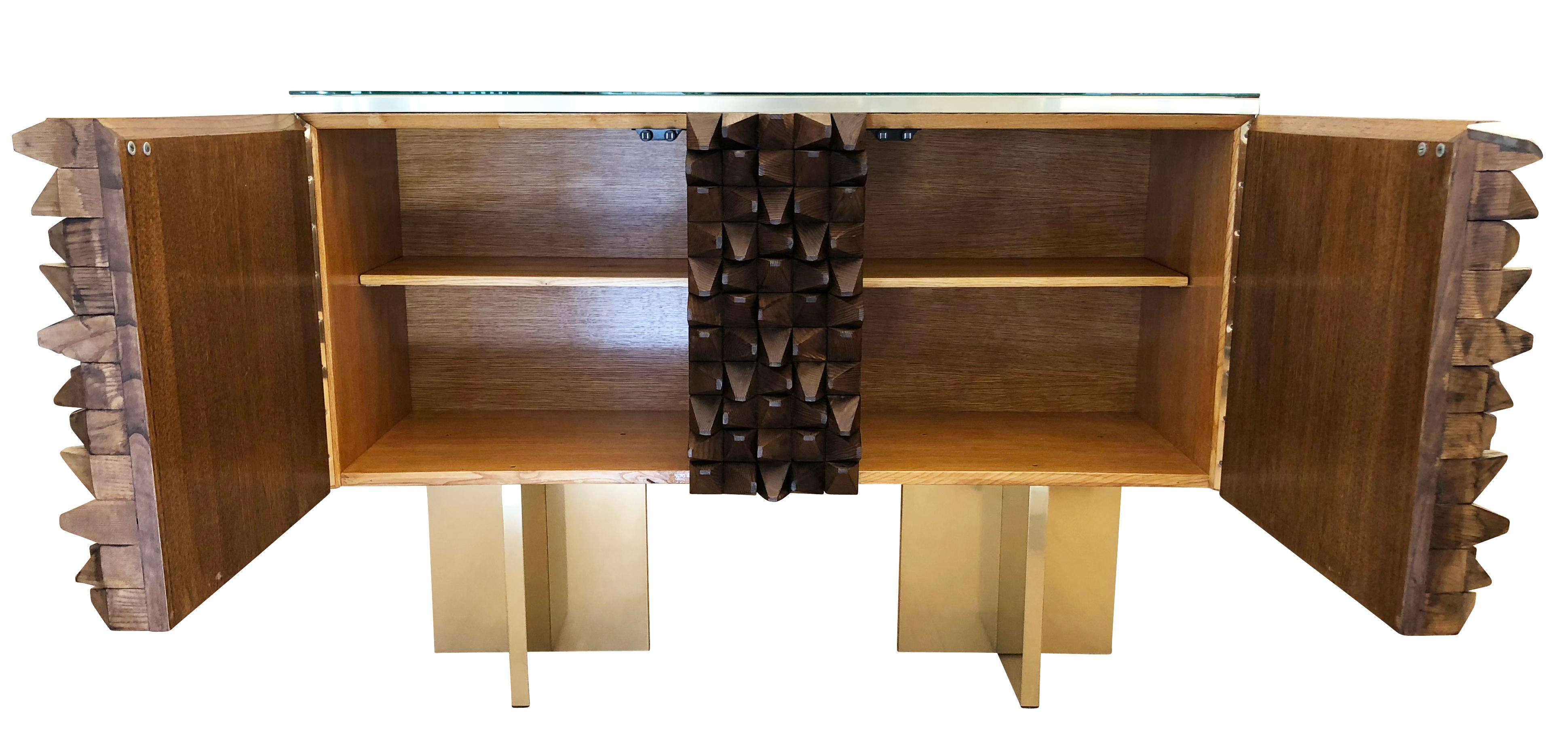 Brass Wood Credenza by Interno 43 for Gaspare Asaro