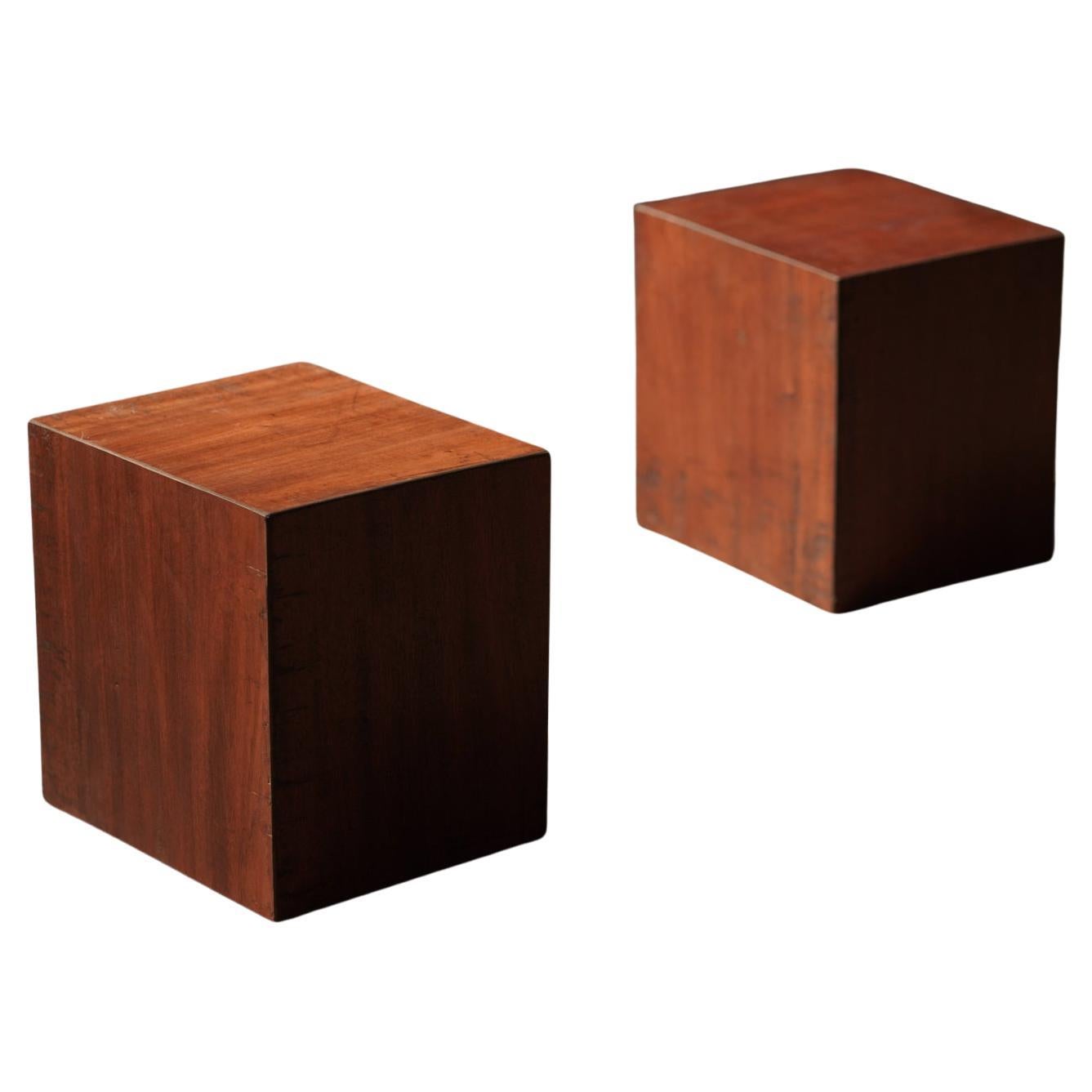 Wood Cube Side Table