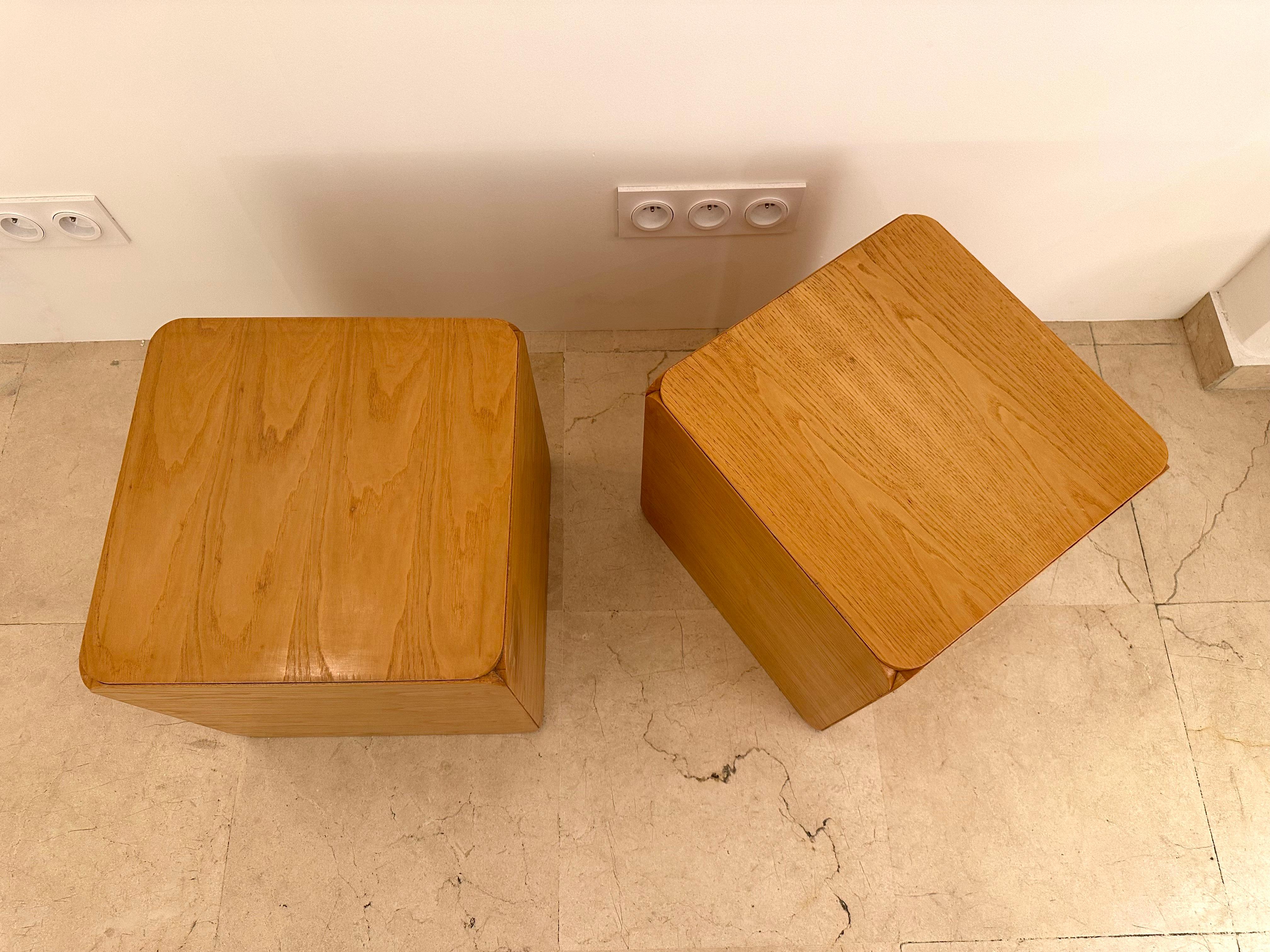 Wood Cube Stool Samara by Derk Jan de Vries for Maisa di Seveso. Italy, 1970s For Sale 5