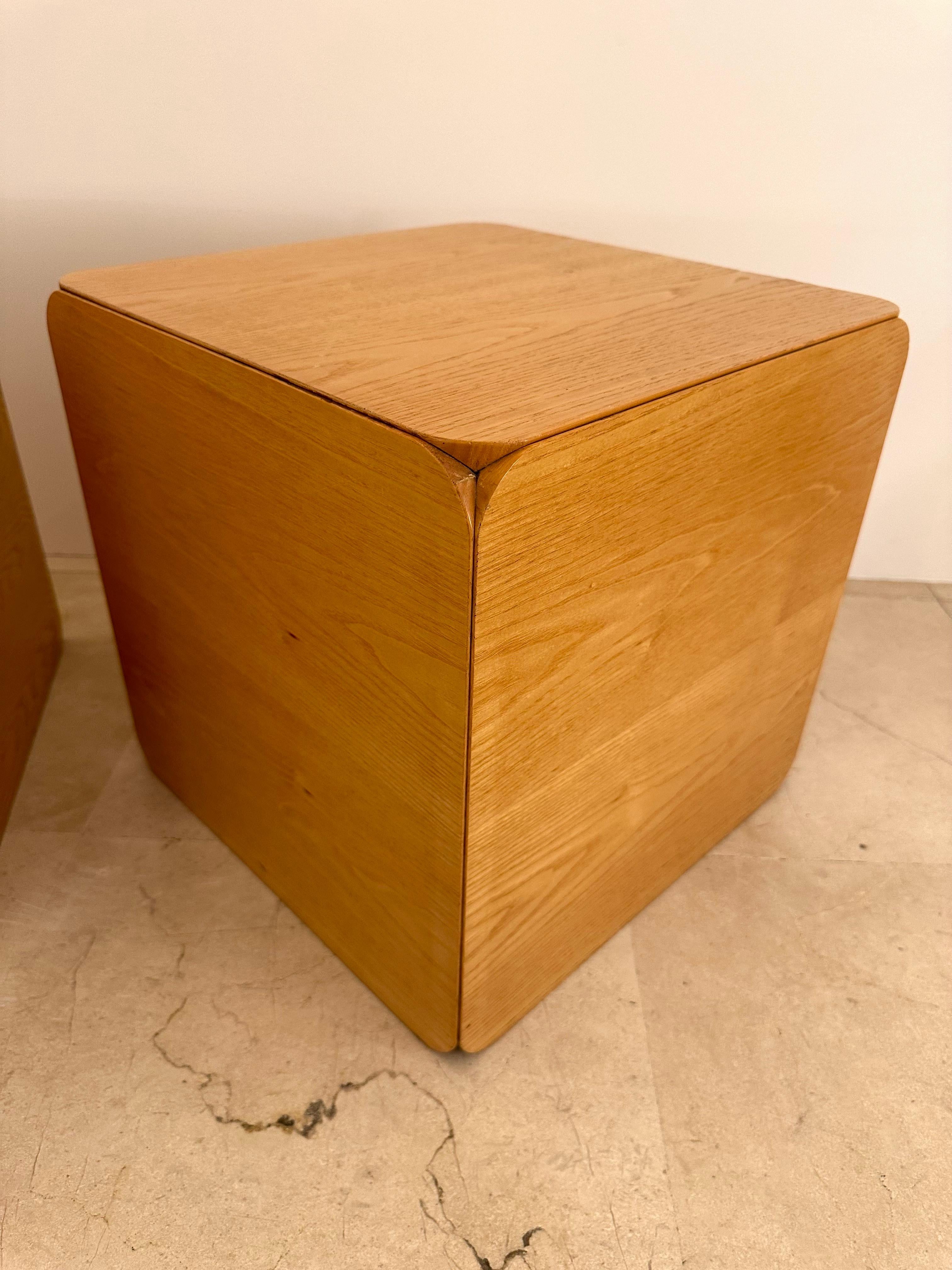 Wood Cube Stool Samara by Derk Jan de Vries for Maisa di Seveso. Italy, 1970s For Sale 6
