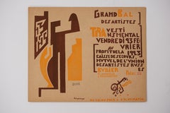 Billete de entrada tallado en madera Grand Bal Des Artistes 1923 por Michel Larionov