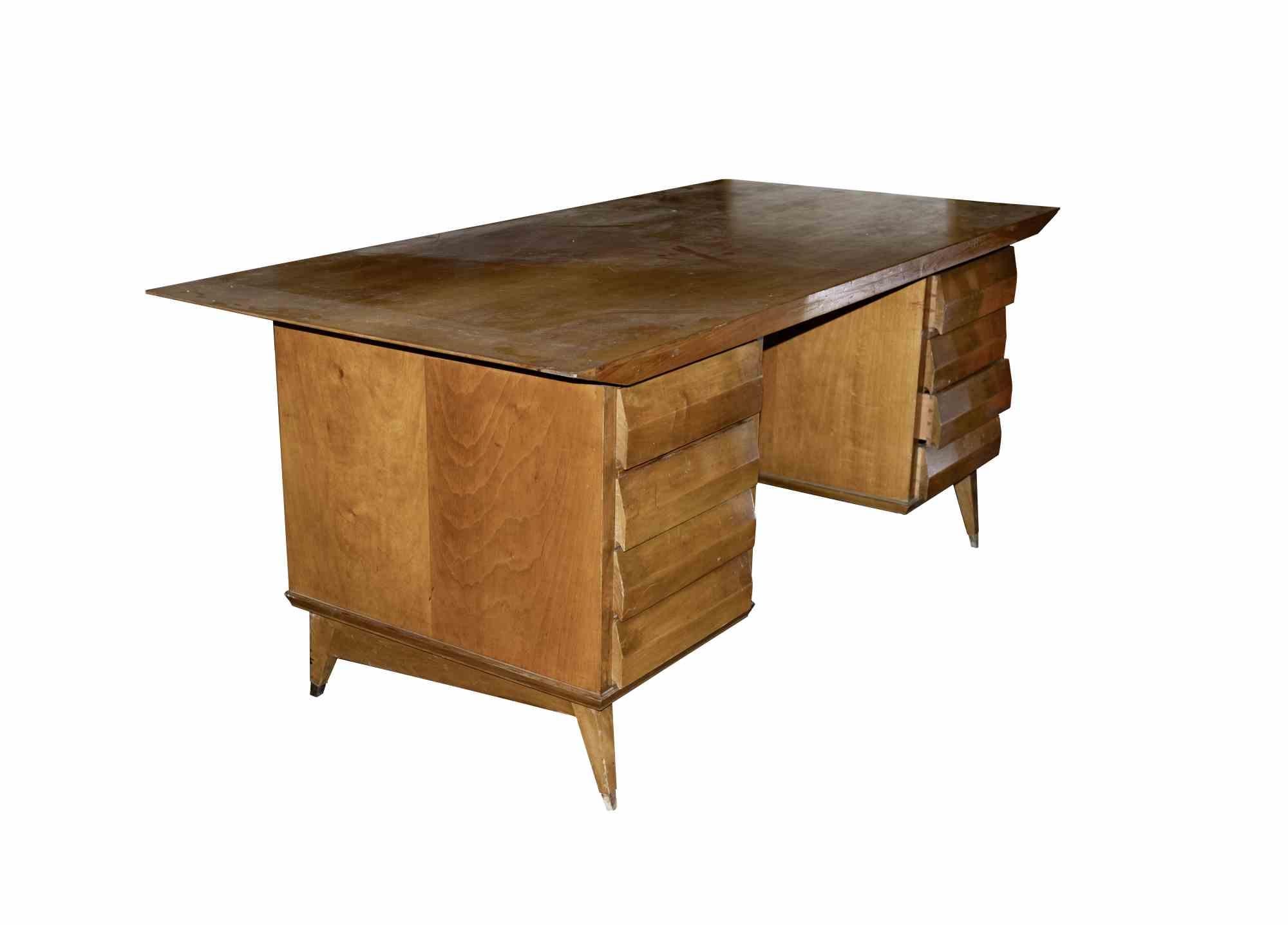 Italian Wood Desk Attr. to Melchiorre Bega, Italy, 1950s For Sale