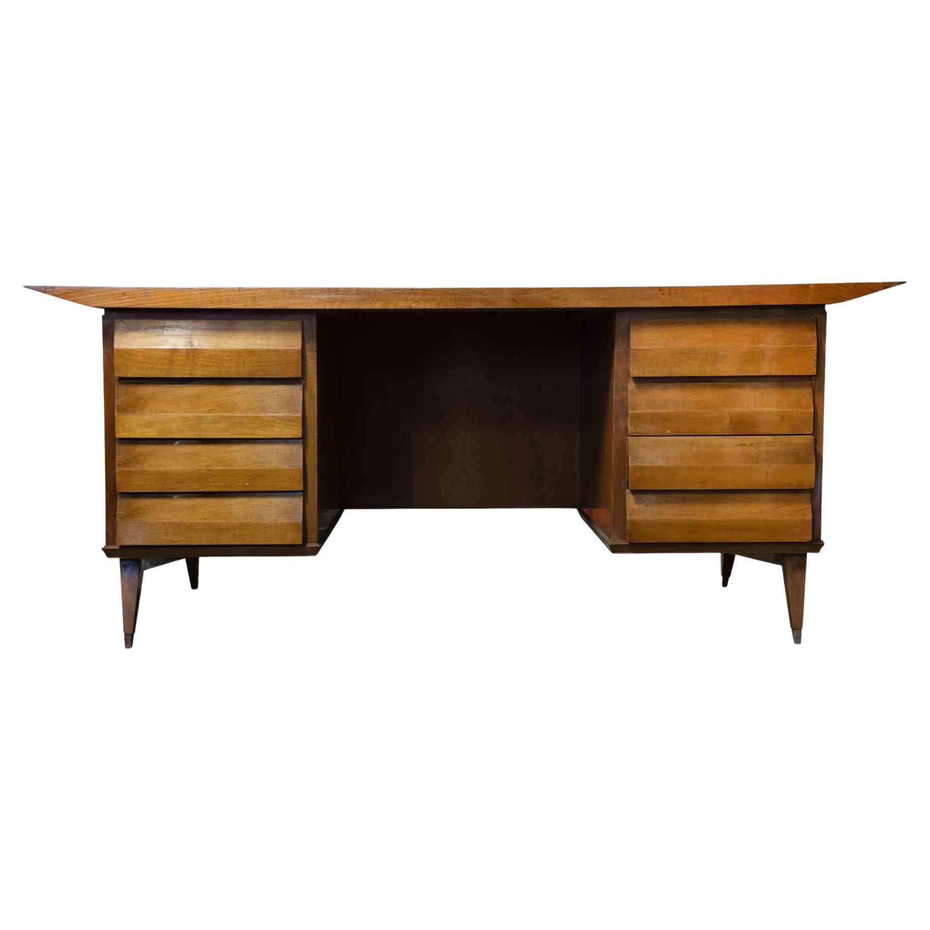 Wood Desk Attr. to Melchiorre Bega, Italy, 1950s