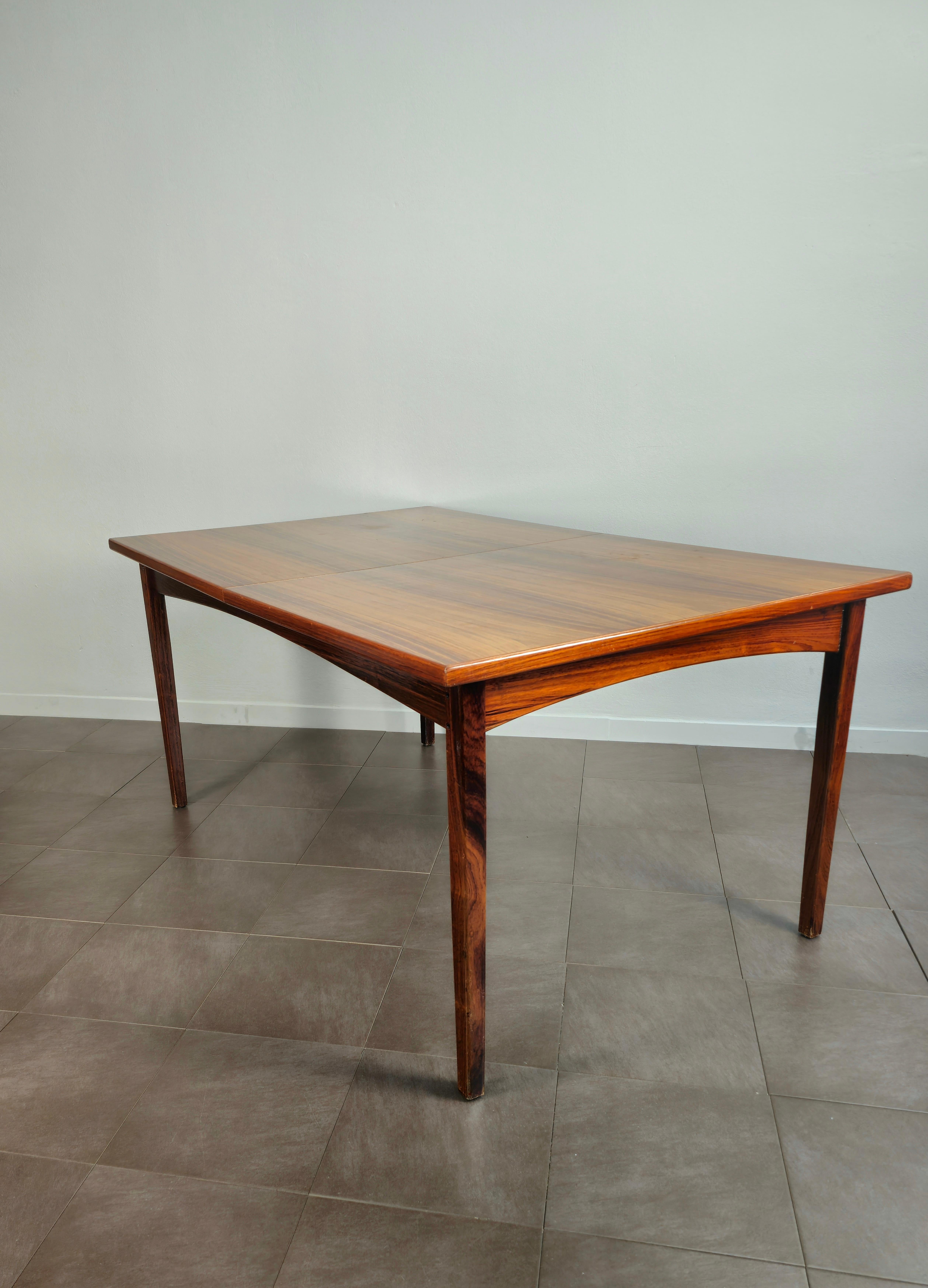 Danish Wood Dining Room Table Extendable Large Rectangular Midcentury, Denmark, 1960s For Sale