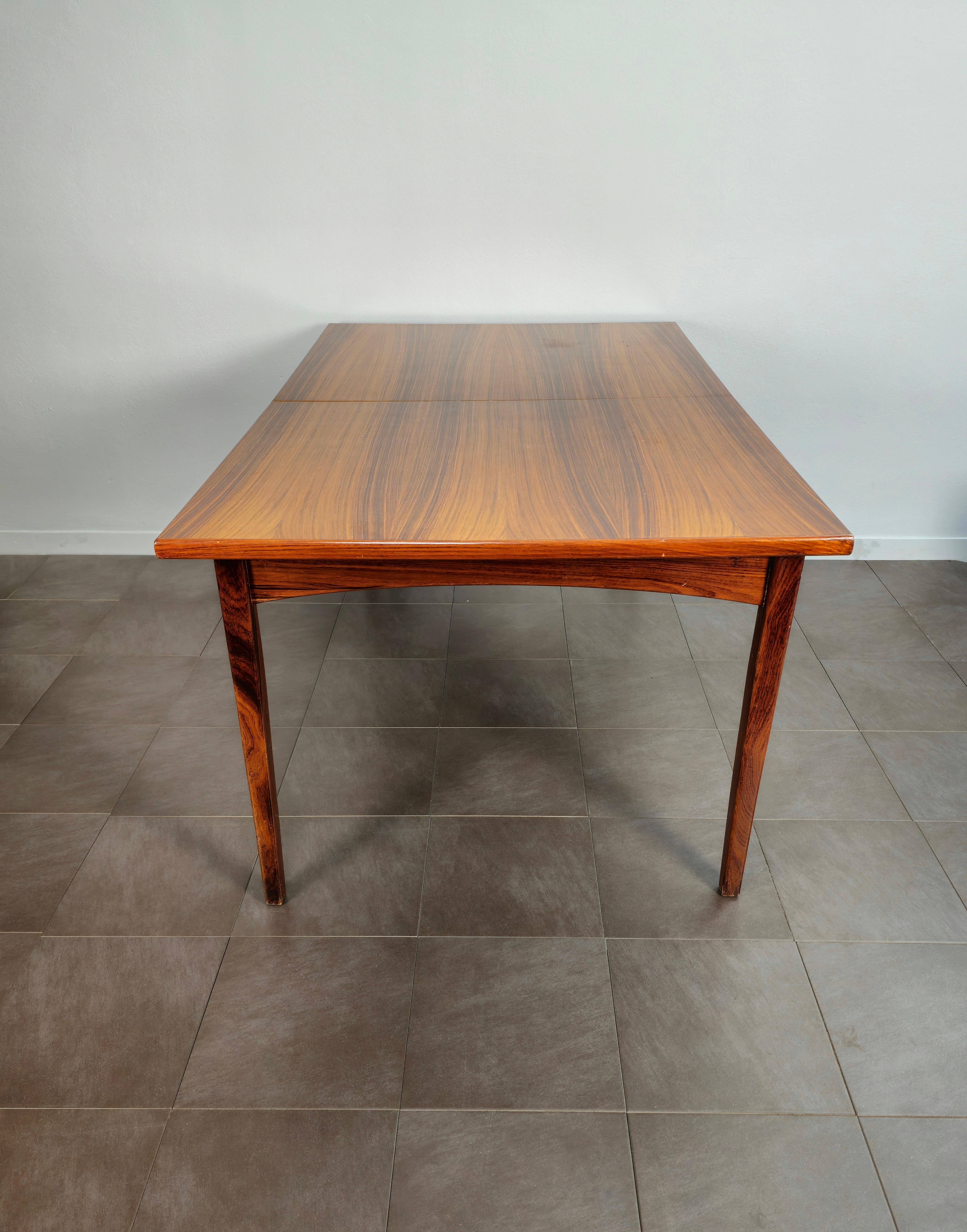 Wood Dining Room Table Extendable Large Rectangular Midcentury, Denmark, 1960s In Good Condition For Sale In Palermo, IT