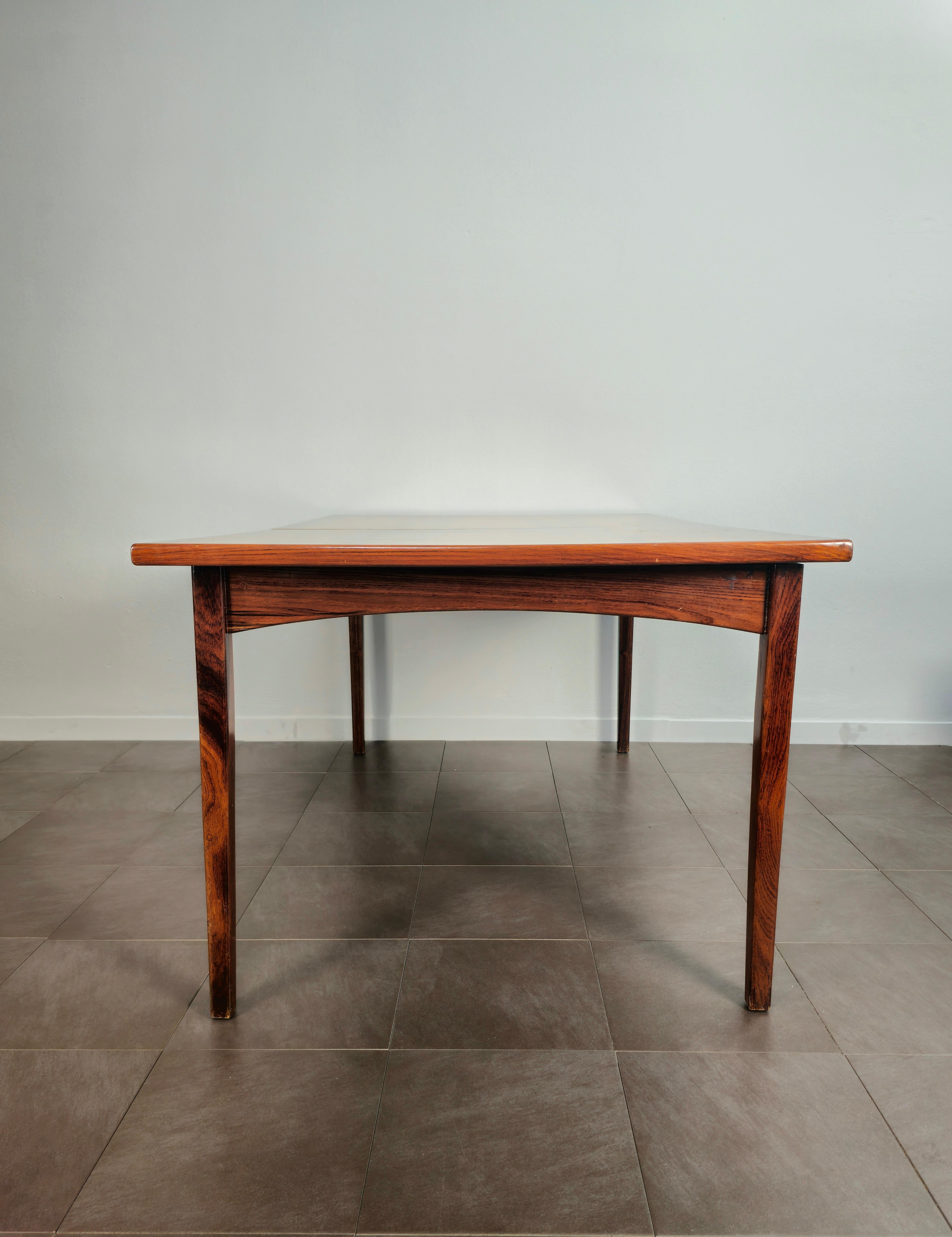 20th Century Wood Dining Room Table Extendable Large Rectangular Midcentury, Denmark, 1960s For Sale