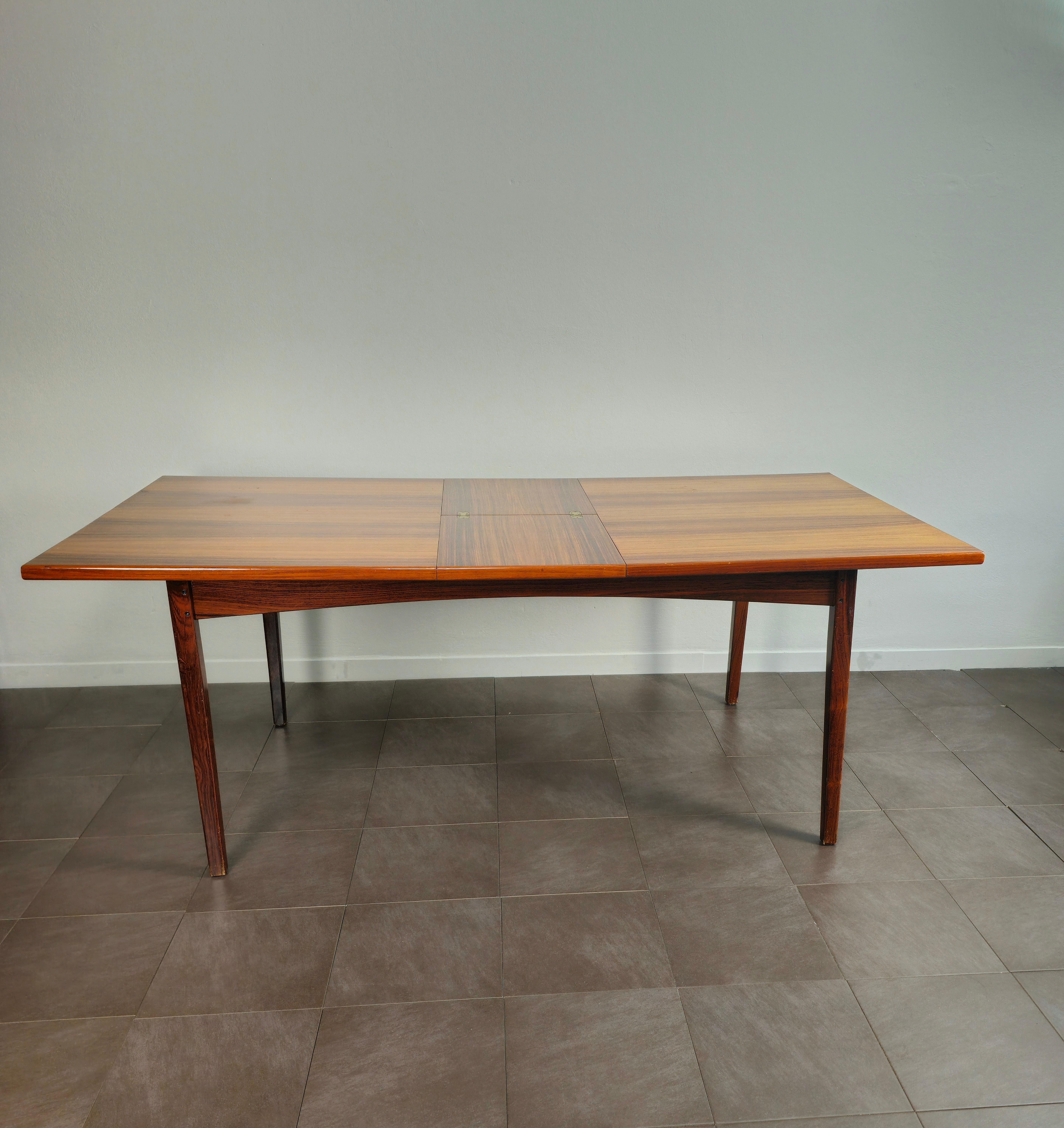 Wood Dining Room Table Extendable Large Rectangular Midcentury, Denmark, 1960s For Sale 1