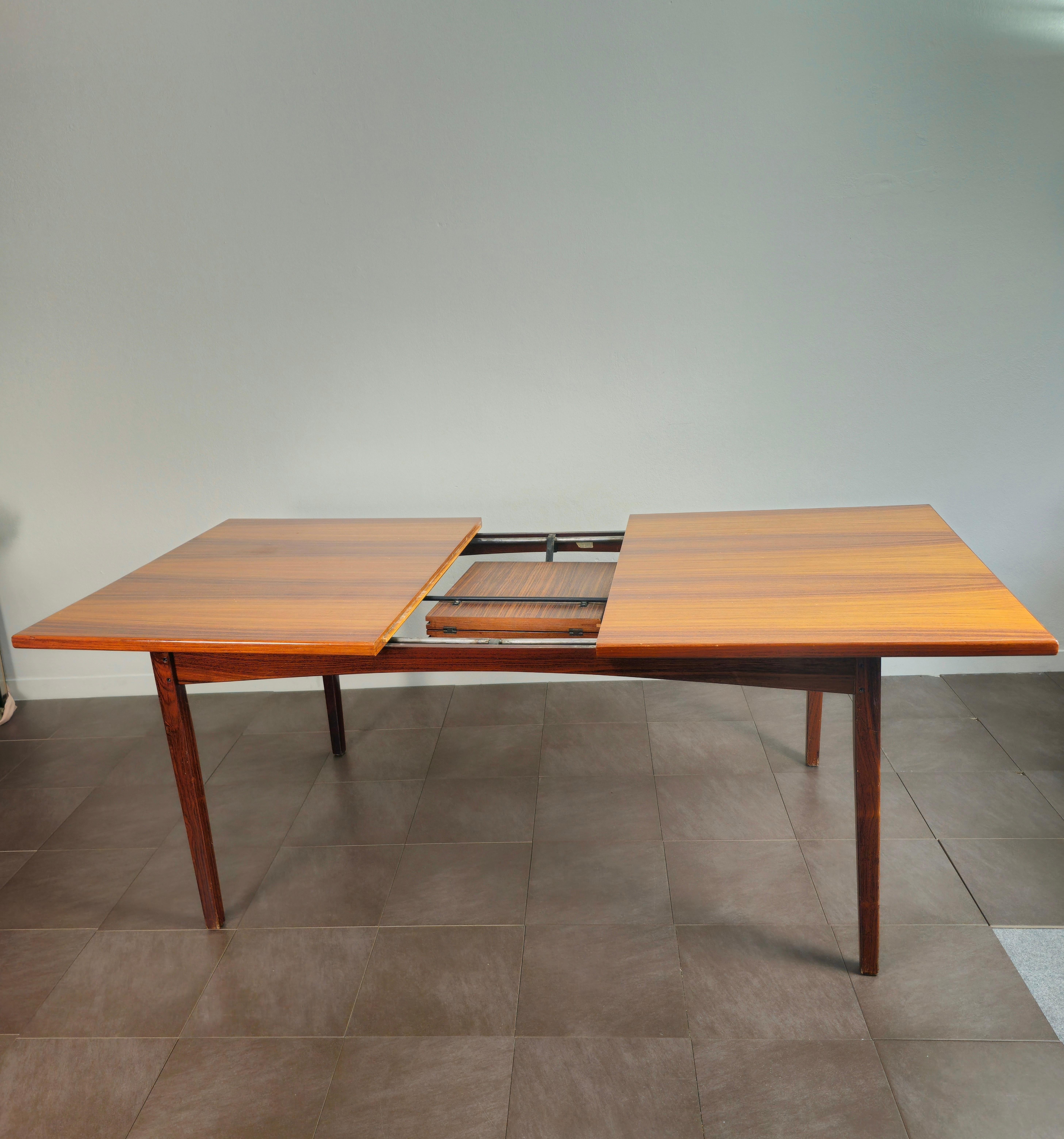 Wood Dining Room Table Extendable Large Rectangular Midcentury, Denmark, 1960s For Sale 3