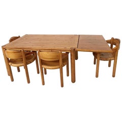 Wood Dining Set by Rainer Daumiller, 4 Chairs and Table