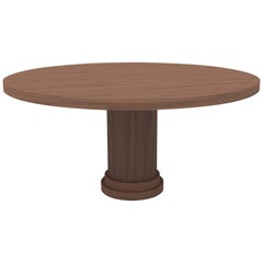 Wood Dining Table on Wood Carved Pedestal Base Shown in Walnut Natural Finish
