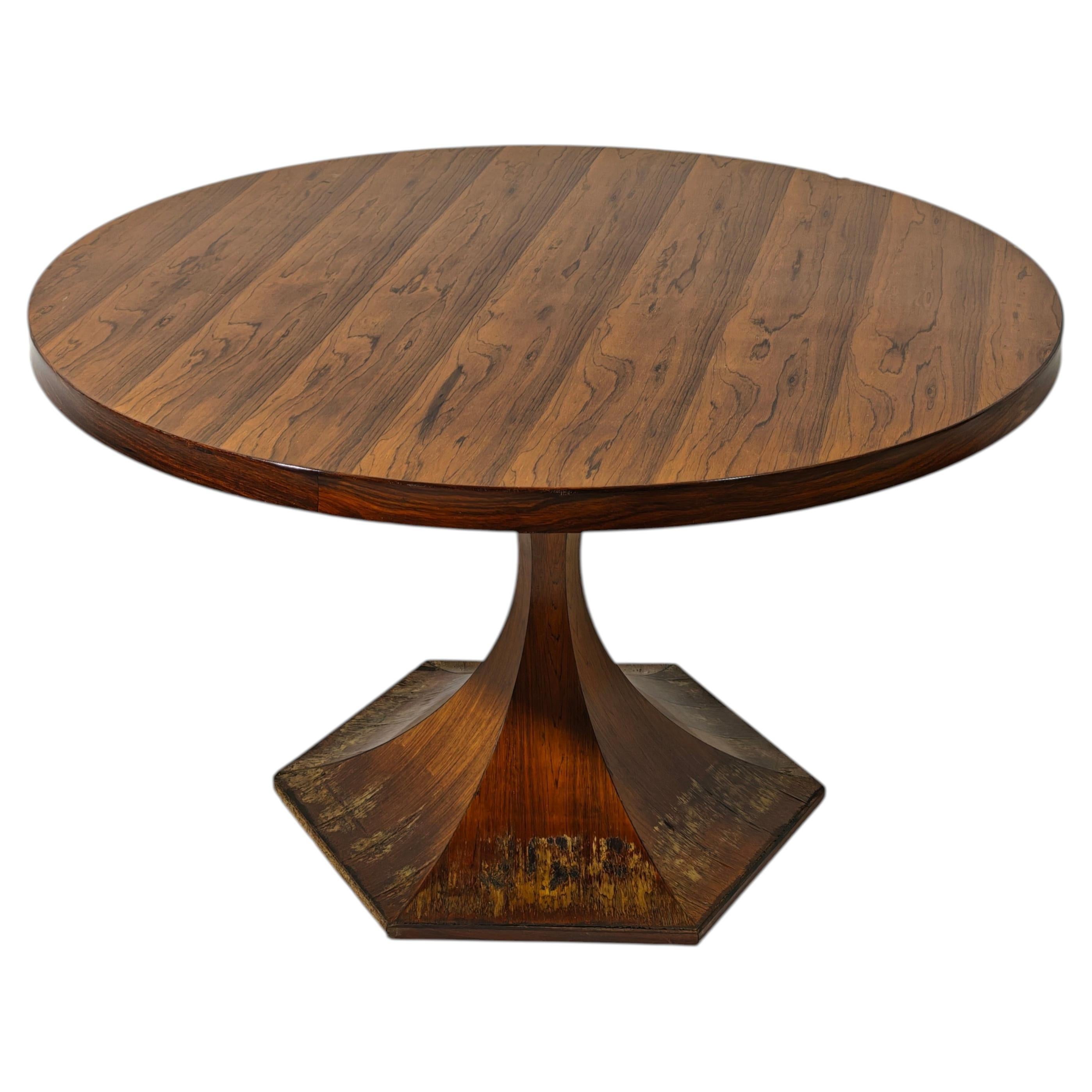 Wood Dining Table Round by Moscatelli for Meroni Mid-Century Modern Italy 1964s