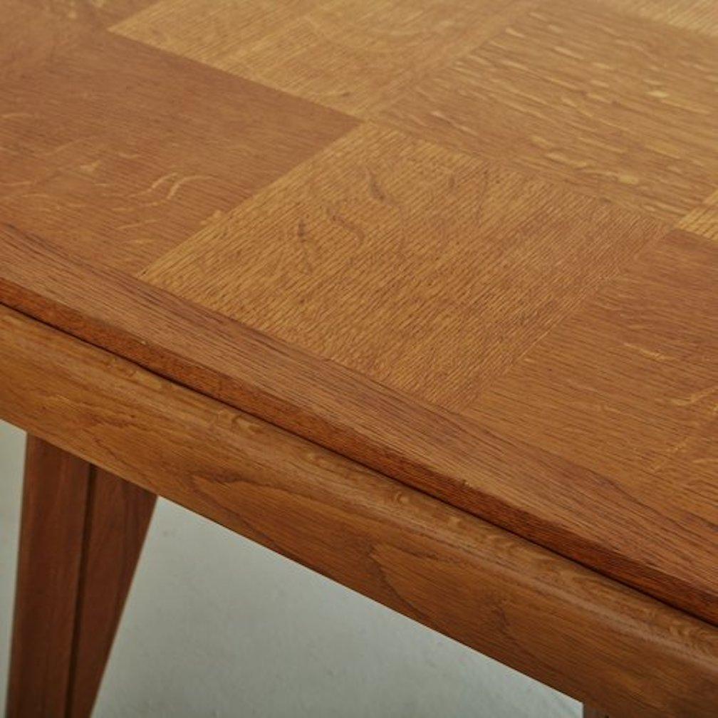 Wood Dining Table With Parquetry Top, France 1940s For Sale 7