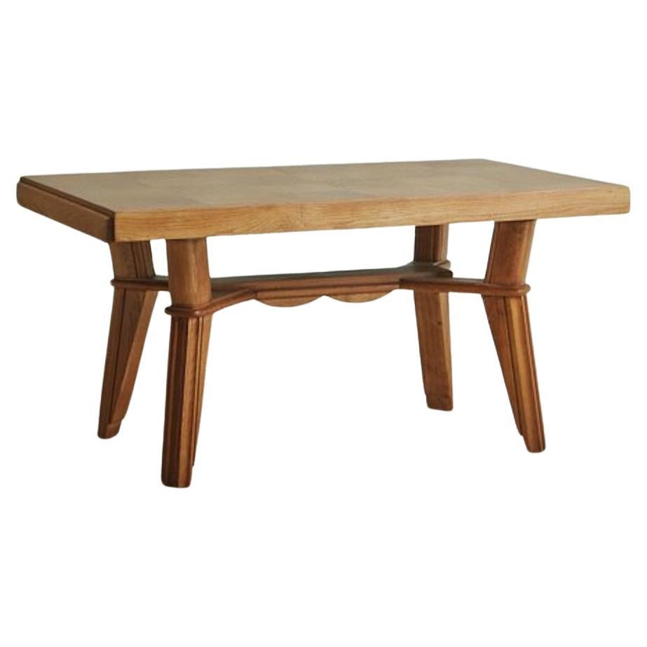 Wood Dining Table With Parquetry Top, France 1940s For Sale