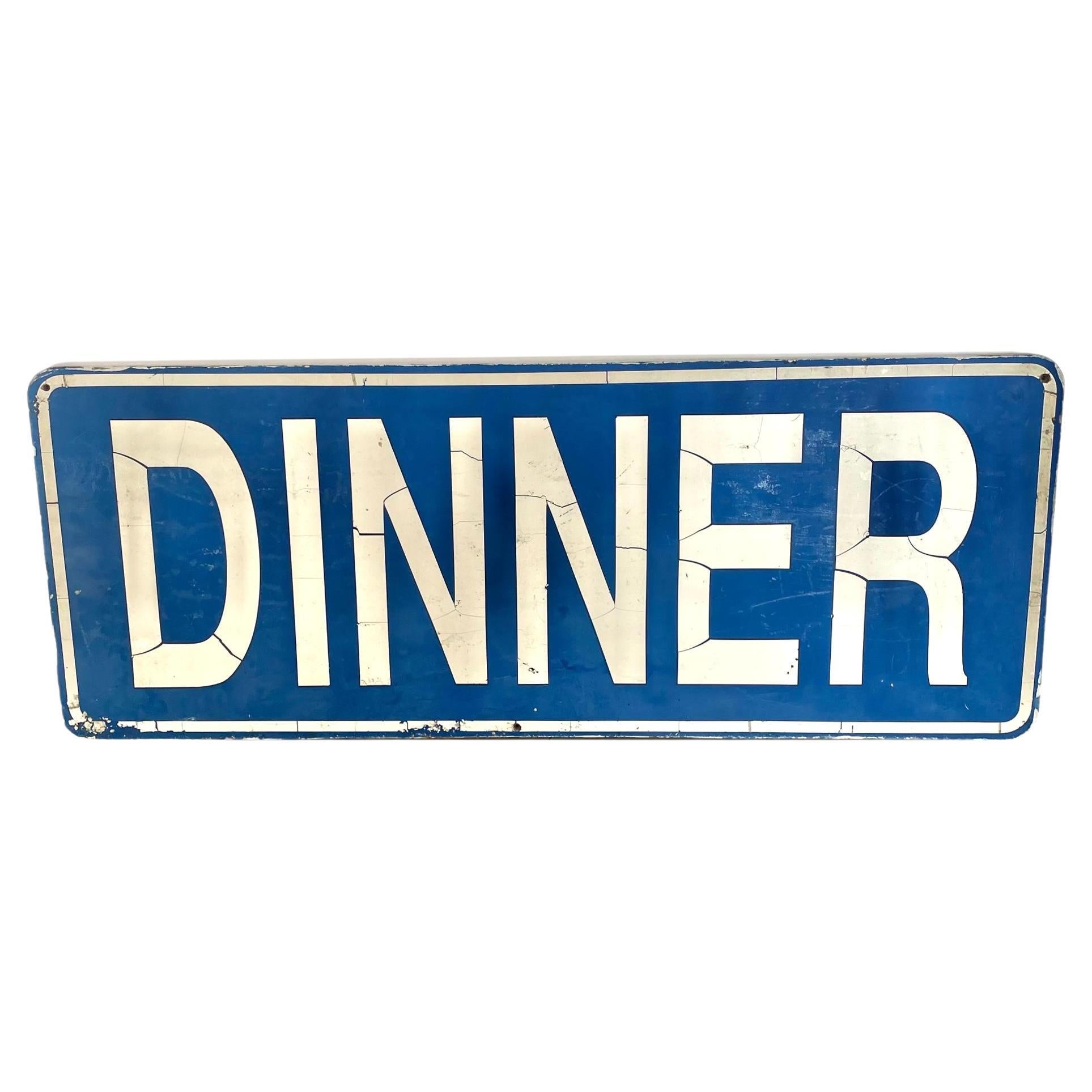 Wood 'Dinner' Sign, 1980s USA For Sale