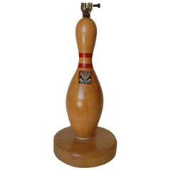 Retro Wood Dix Tournament Select Real Bowling Pin Table Lamp