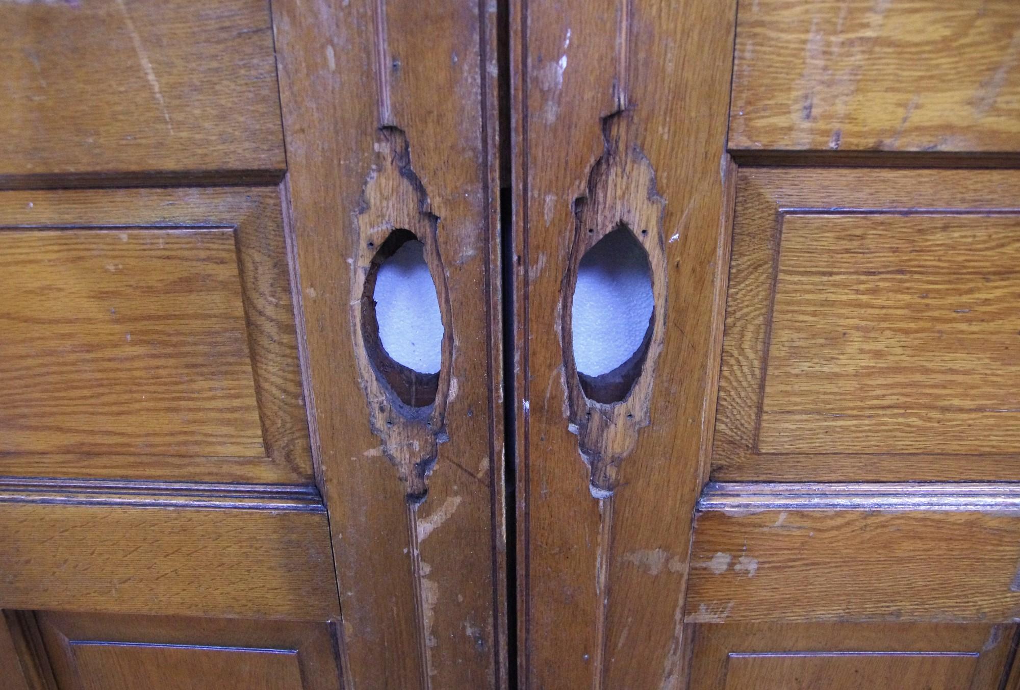 Wood Double Pocket Doors w/ 6 Panes & Original Wheels, Circa 1900 4