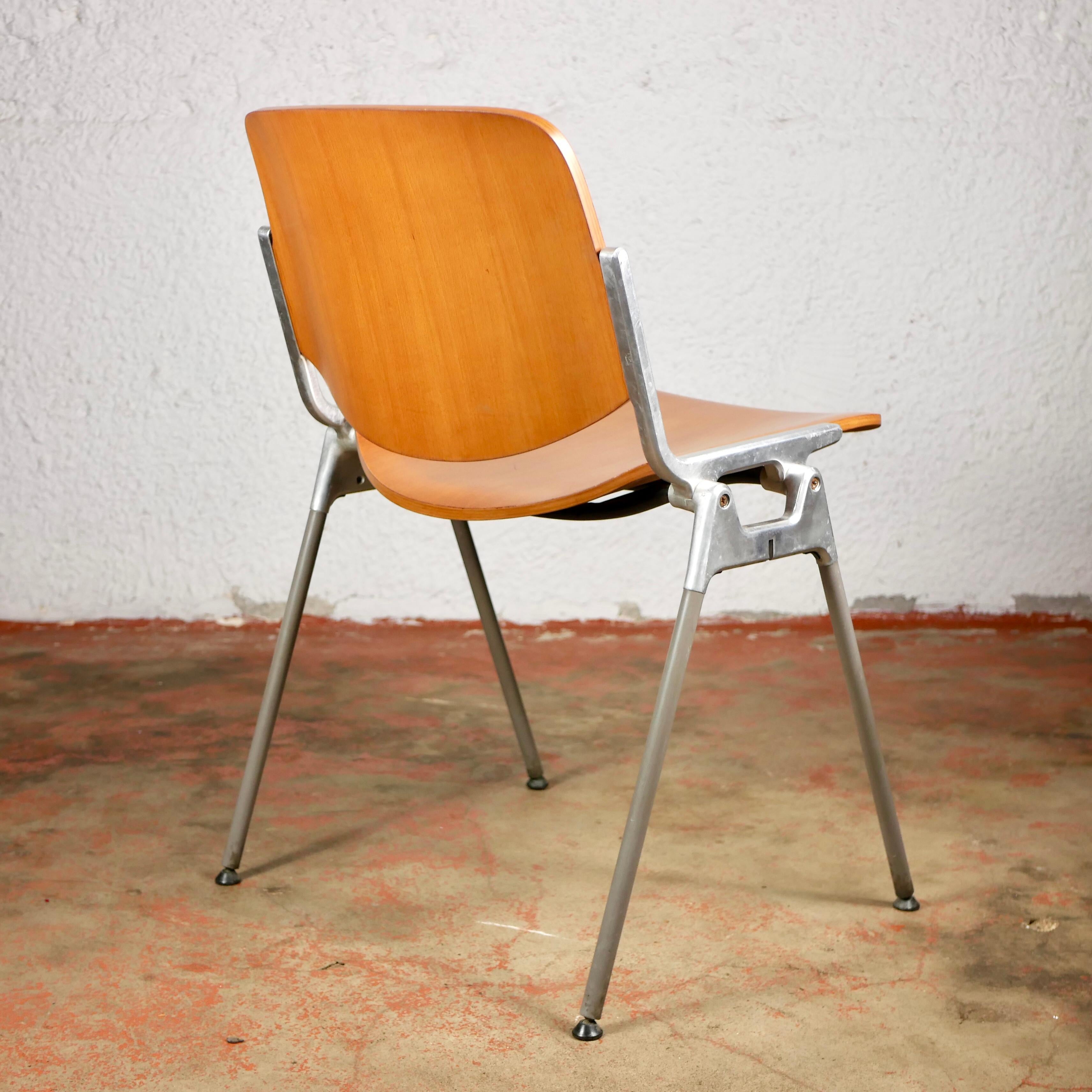 Aluminum Wood DSC 106 Chair by Giancarlo Piretti for Anonima Castelli