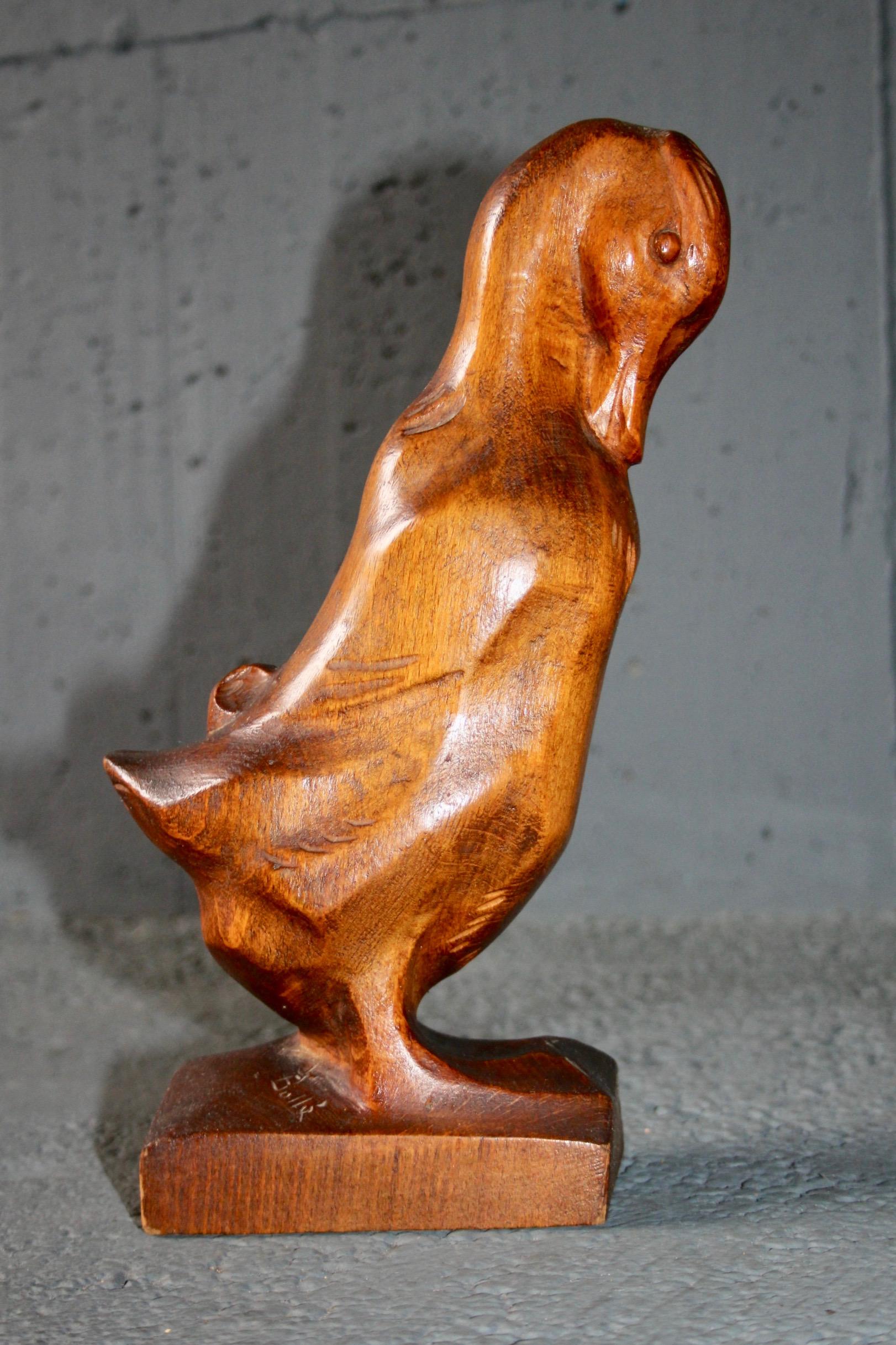 Mid-20th Century Wood Duck Sculpture