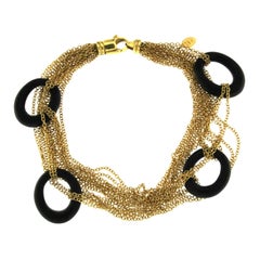 Holz-Ebenholz-Armband 18 Karat Gelbgold