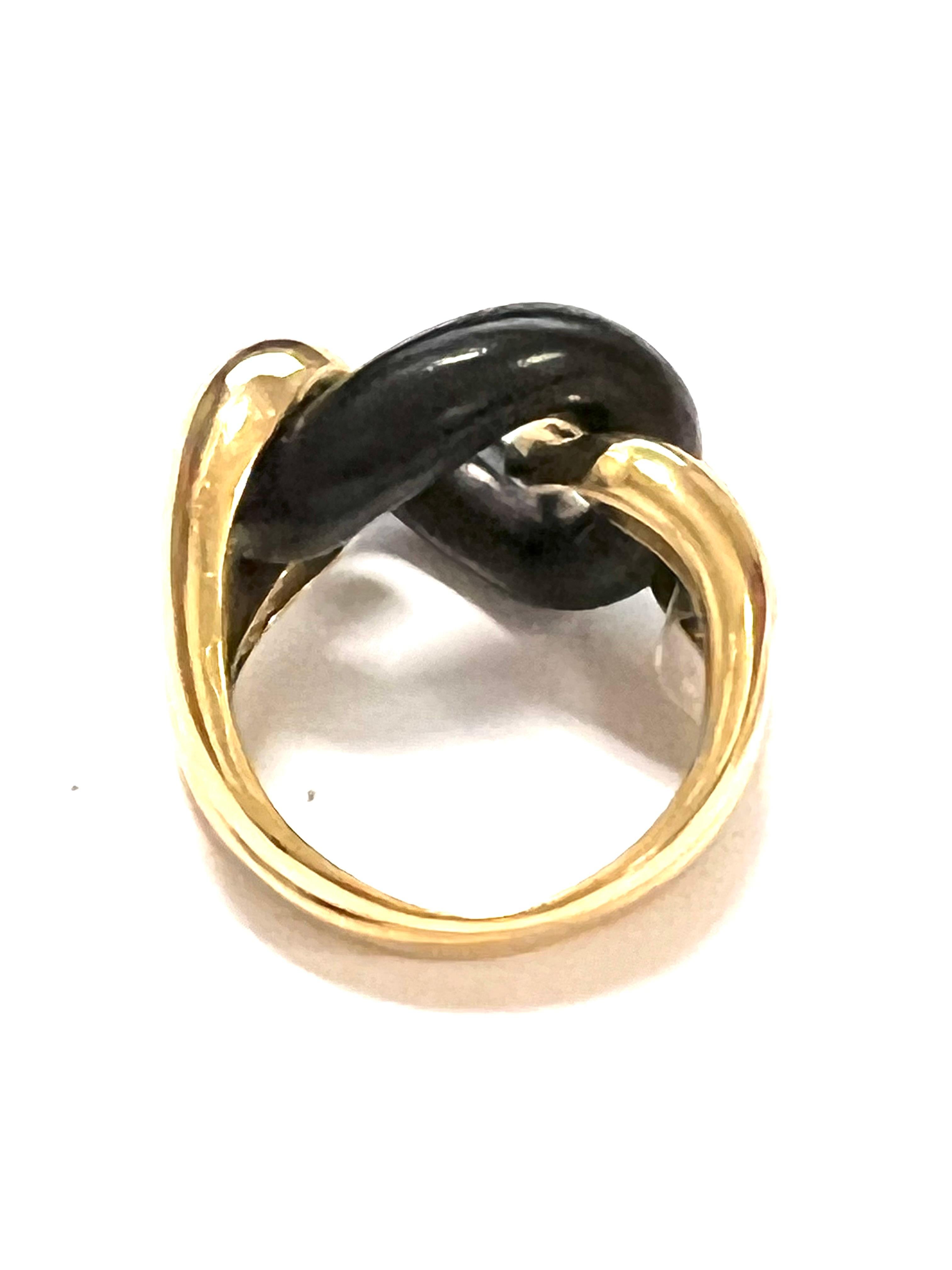 Wood Ebony Groumette Ring 18 Karat Yellow Gold In New Condition For Sale In Milano, Lombardia