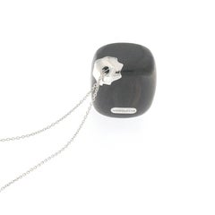 Ebony Wood Necklace in 18k White Gold