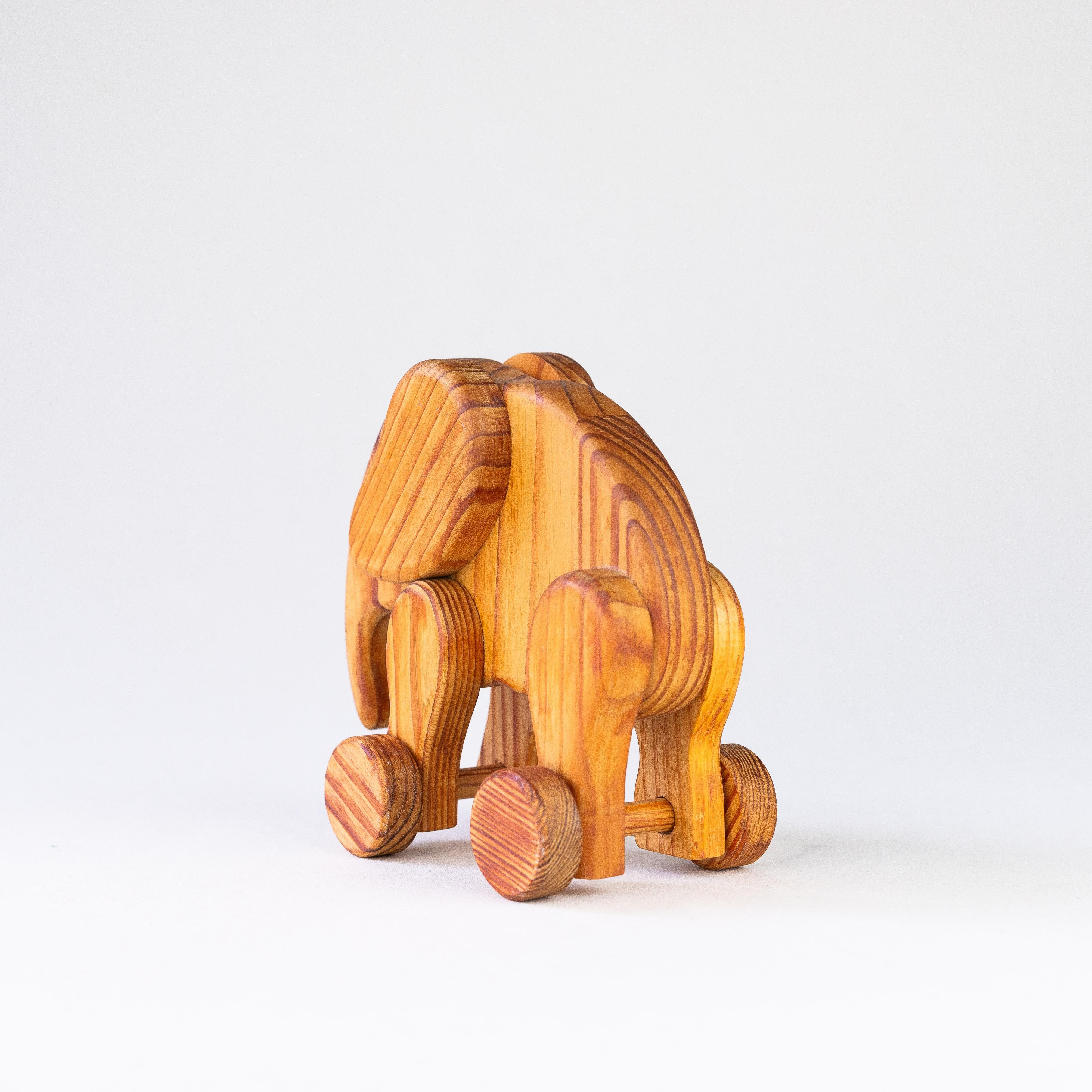 Mid-Century Modern Wood Elephant Decorative Push Toy on Wheels 1960s For Sale
