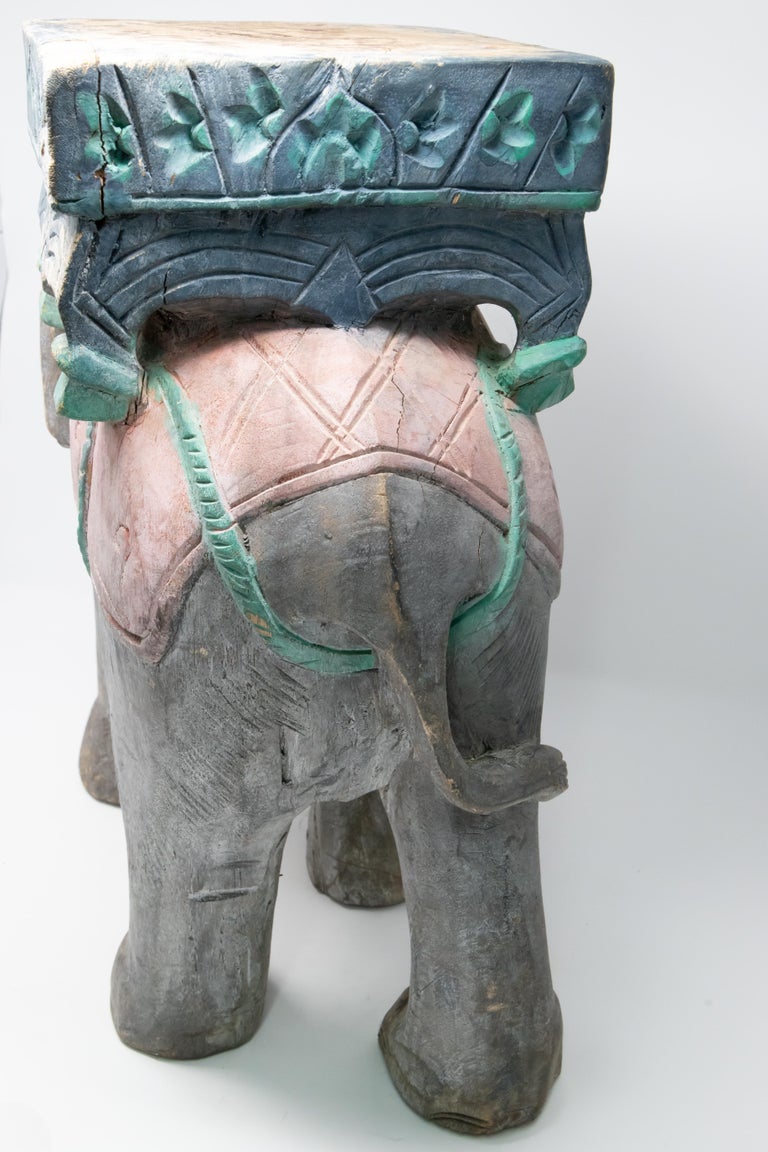 Wood Elephant Hand Carved Plant Stand at 1stDibs wood elephant plant