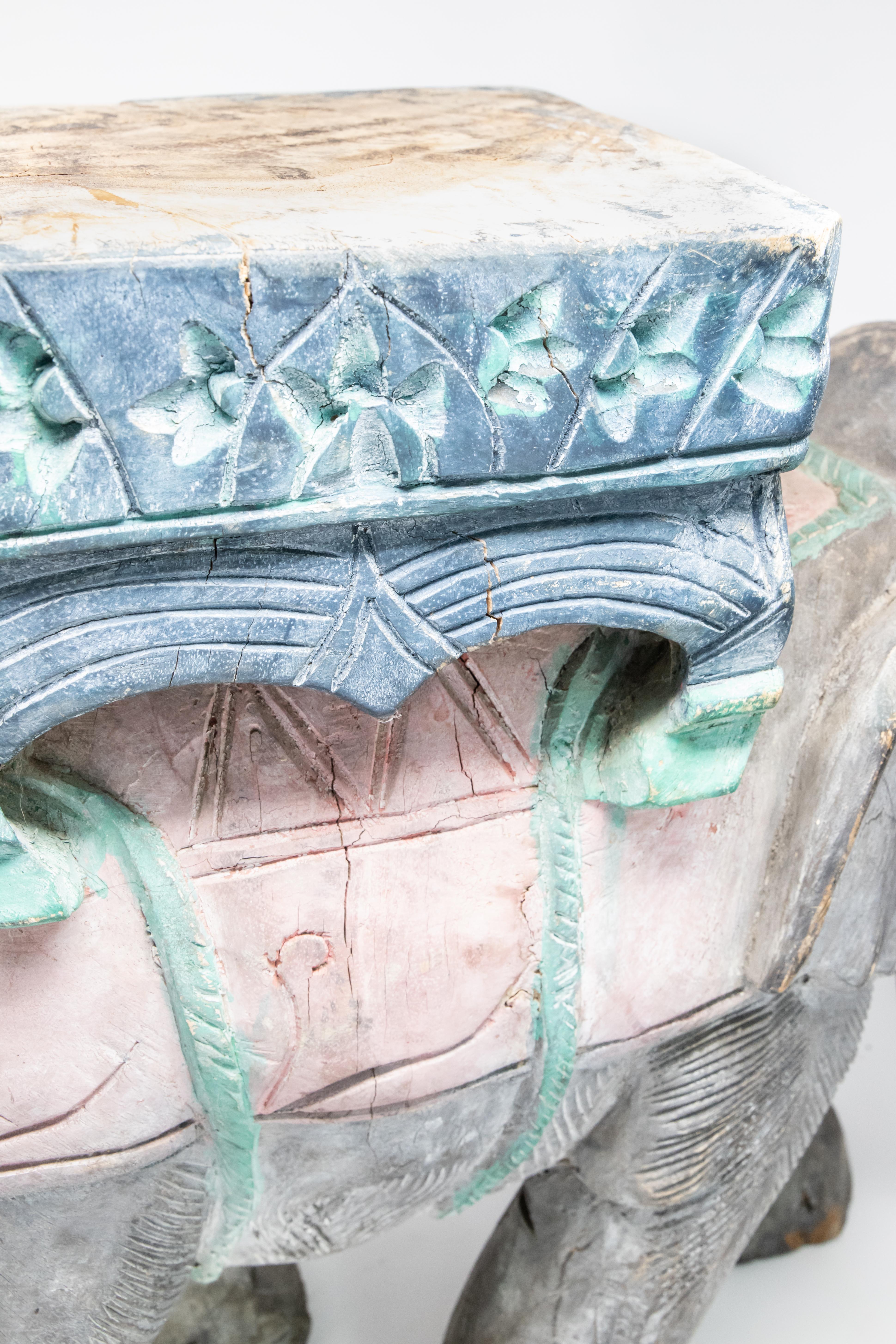 wooden elephant plant stand