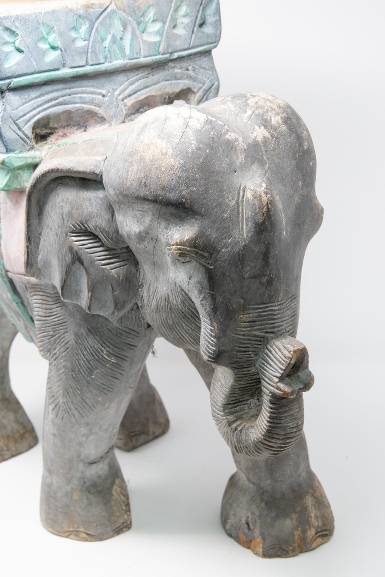 Wood Elephant Hand Carved Plant Stand at 1stDibs wood elephant plant