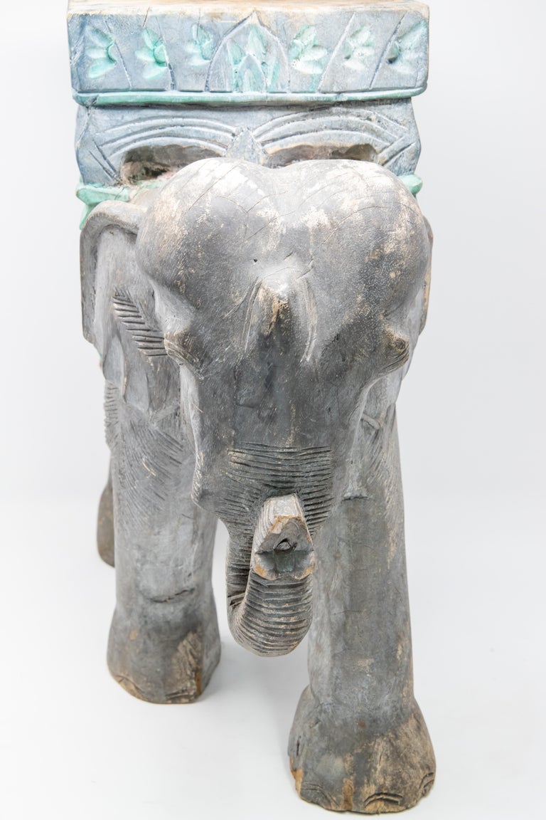 Wood Elephant Hand Carved Plant Stand at 1stDibs wood elephant plant